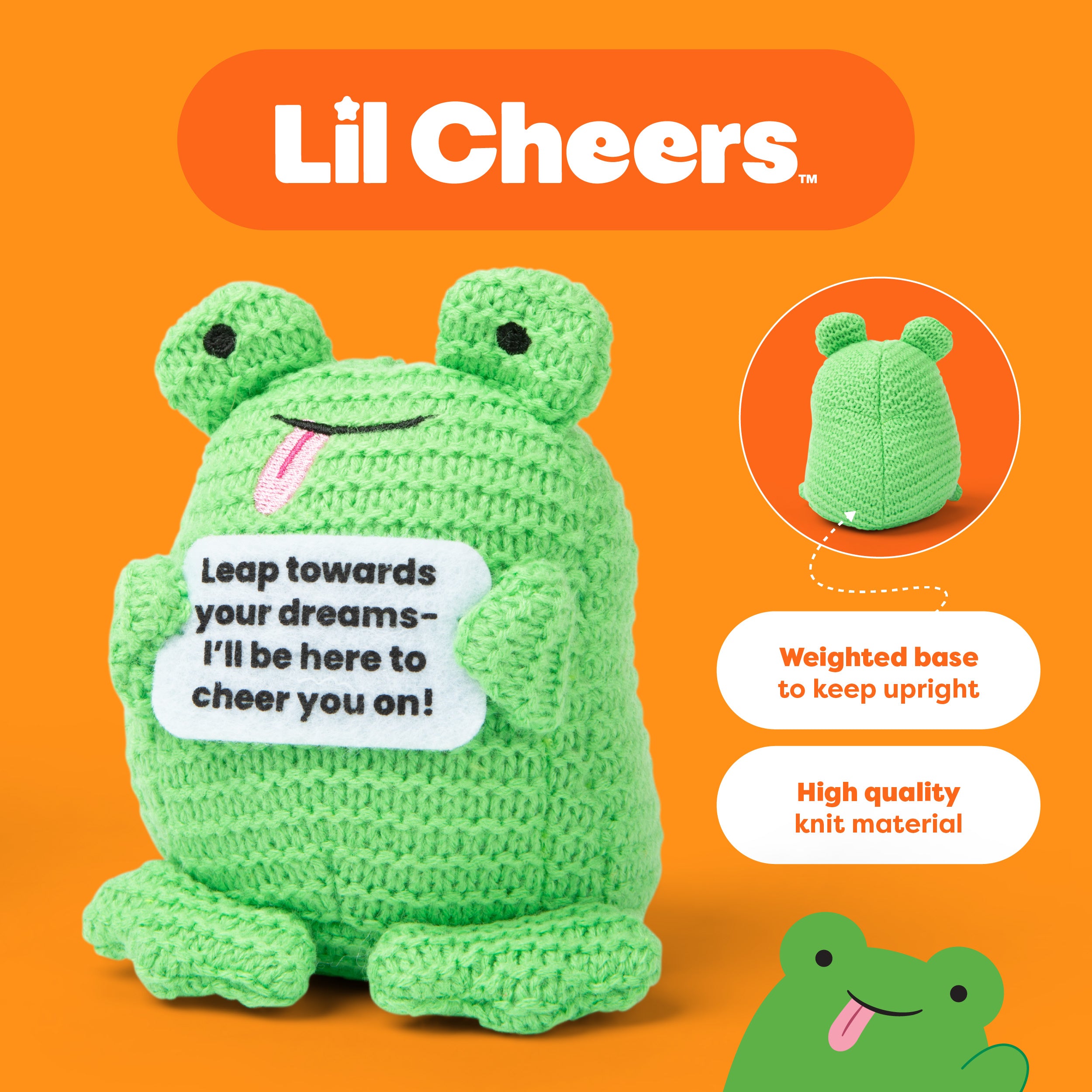 Lil Cheers Frog by Relatable – Whimsical Crochet Plush with a Positive Message