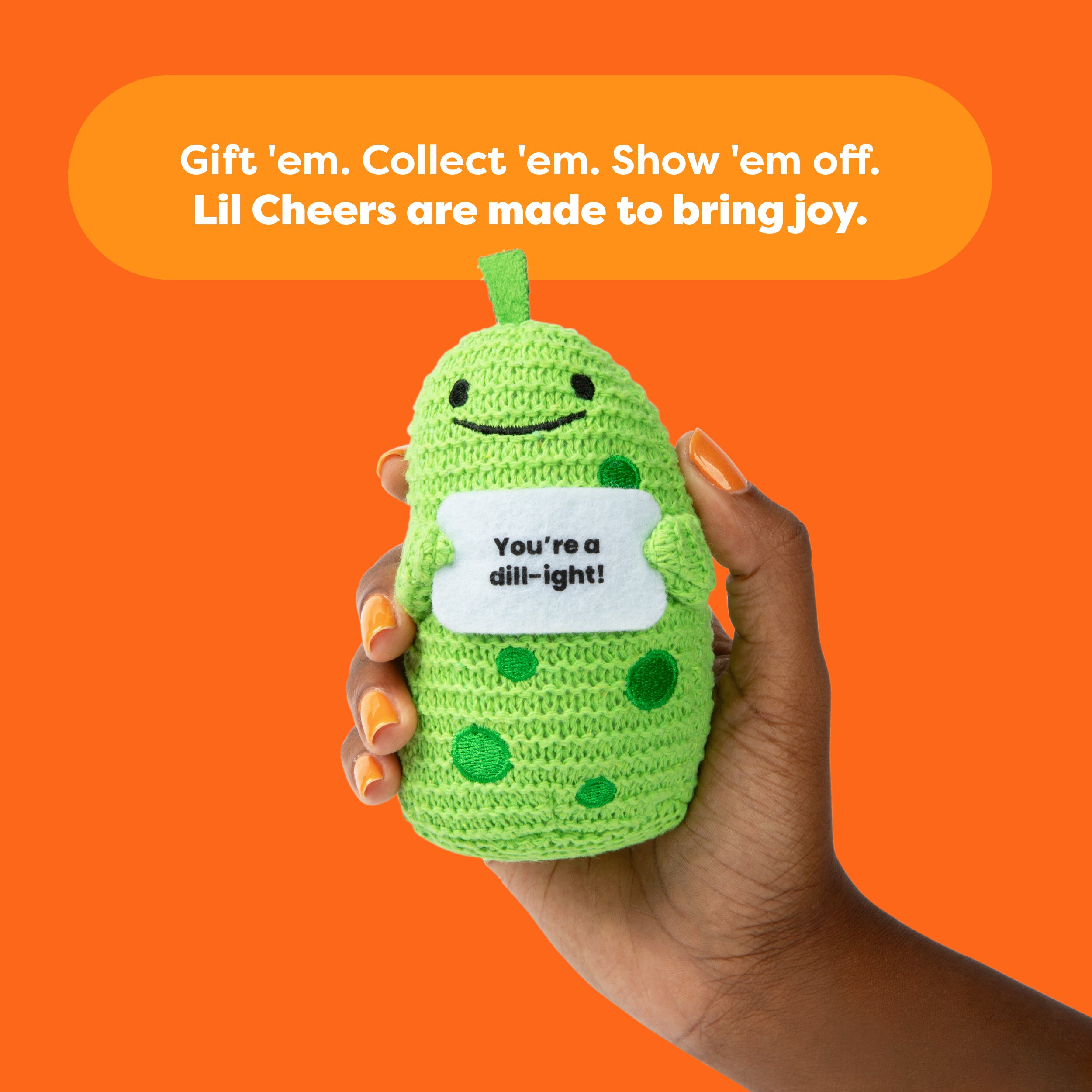Lil Cheers Pickle by Relatable – Funny Crochet Plush with Feel-Good Vibes