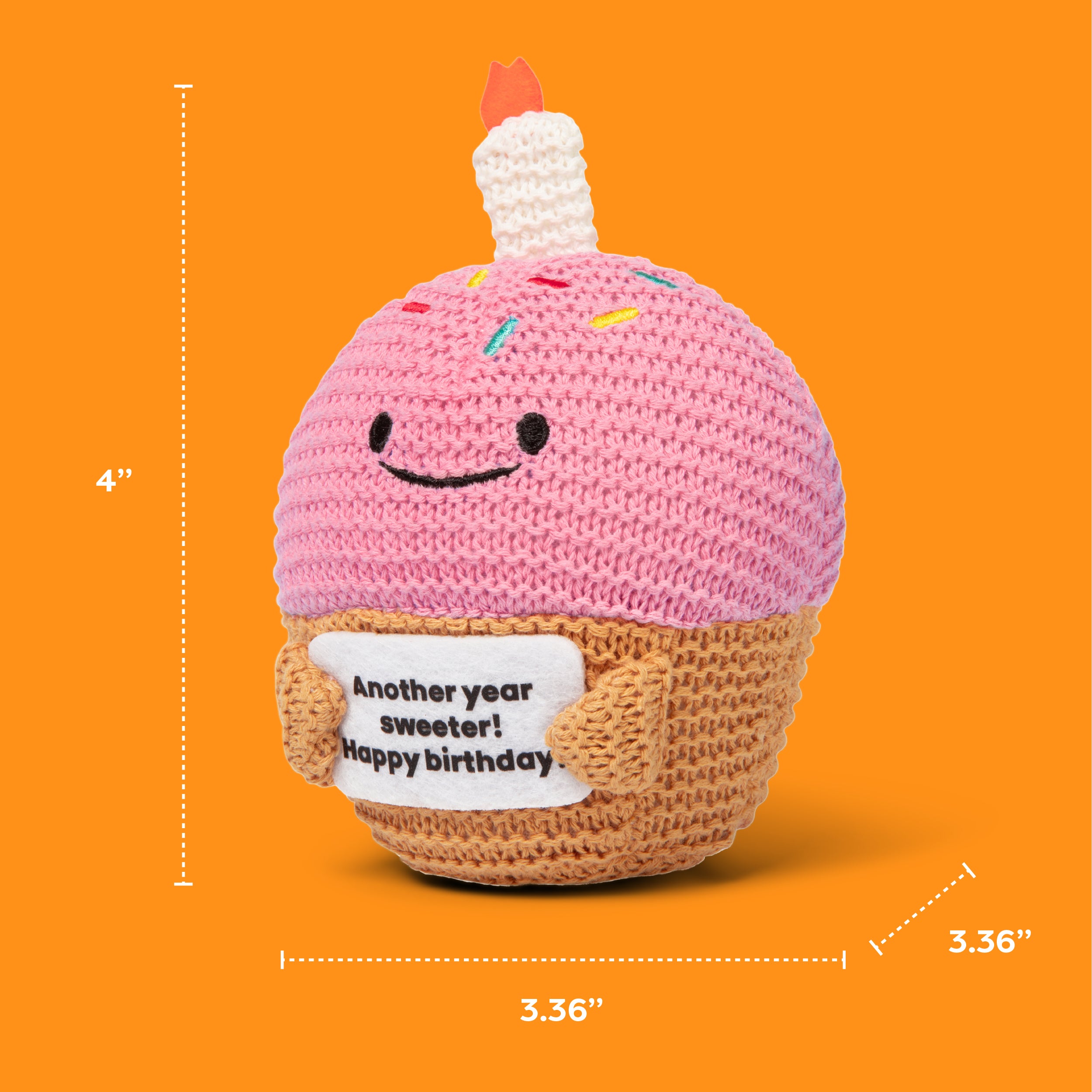 Lil Cheers Birthday Cupcake by Relatable – Crochet Plush with Motivational Sign, Great Birthday Gifts, Birthday Plush, Comfort Gifts & Desk Buddy