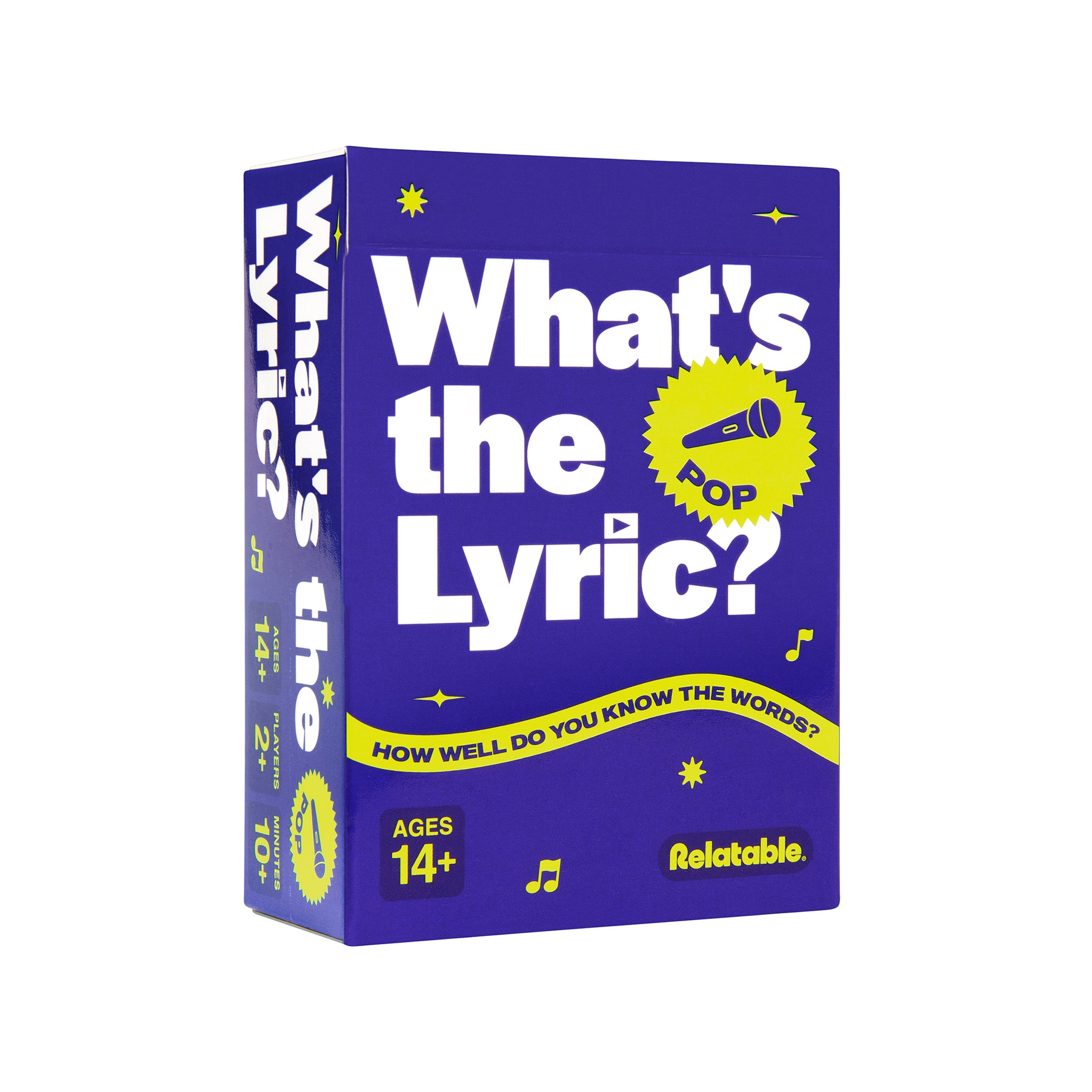 What's The Lyric Pop by Relatable - A Music Trivia Game and Finish the Lyric Card Game Featuring All Of The Top Hits – Includes 100 Cards.