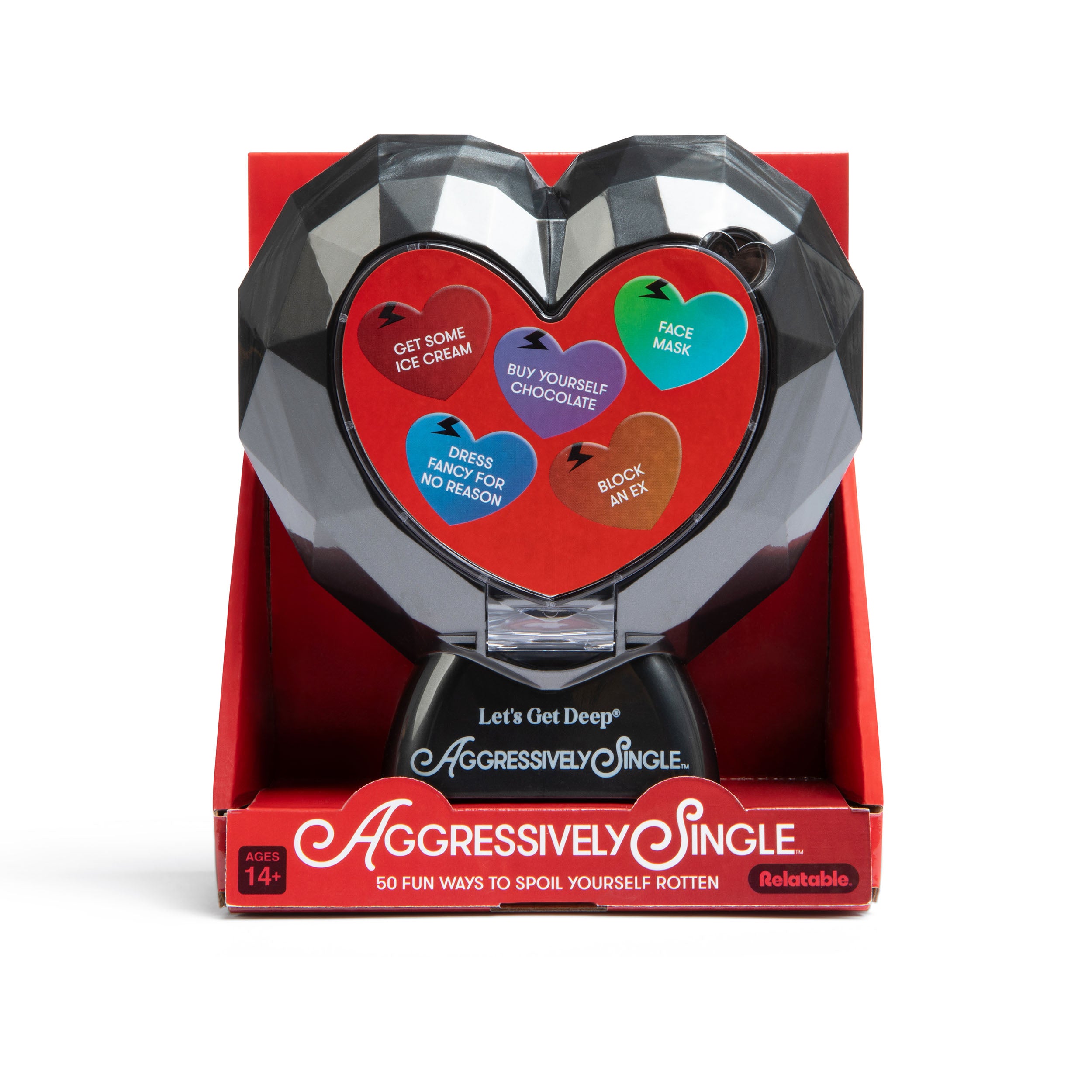 Aggressively Single - The Bold Self-Care Gift for Women, Galentine’s Day, Breakups & Beyond – Includes 50 Self-Love Tokens & Heart Dispenser