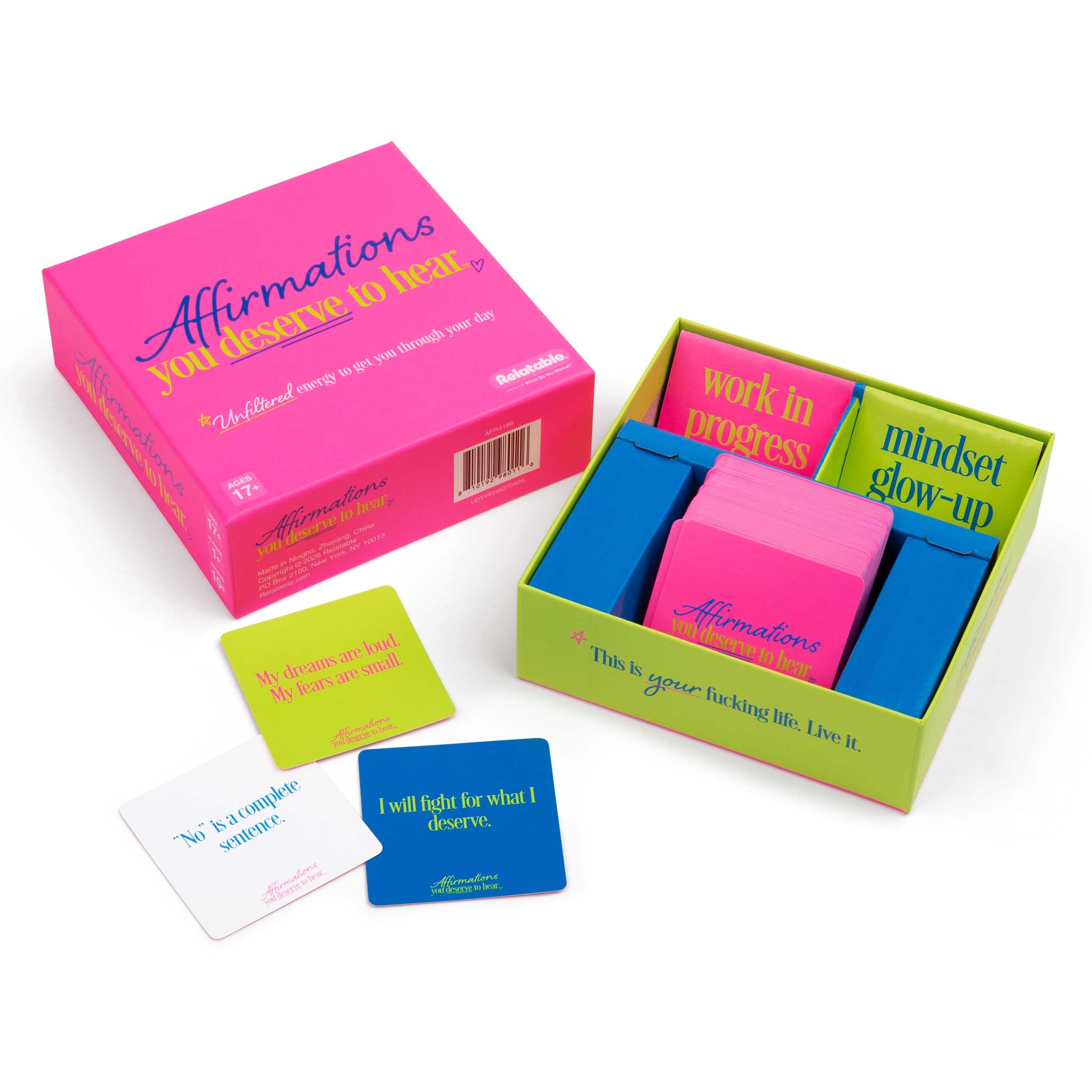 Affirmations You Deserve To Hear by Relatable – Bold Daily Affirmation Cards for Women, Self Care and Motivational Gifts for Her, 100 Confidence-Boosting Cards