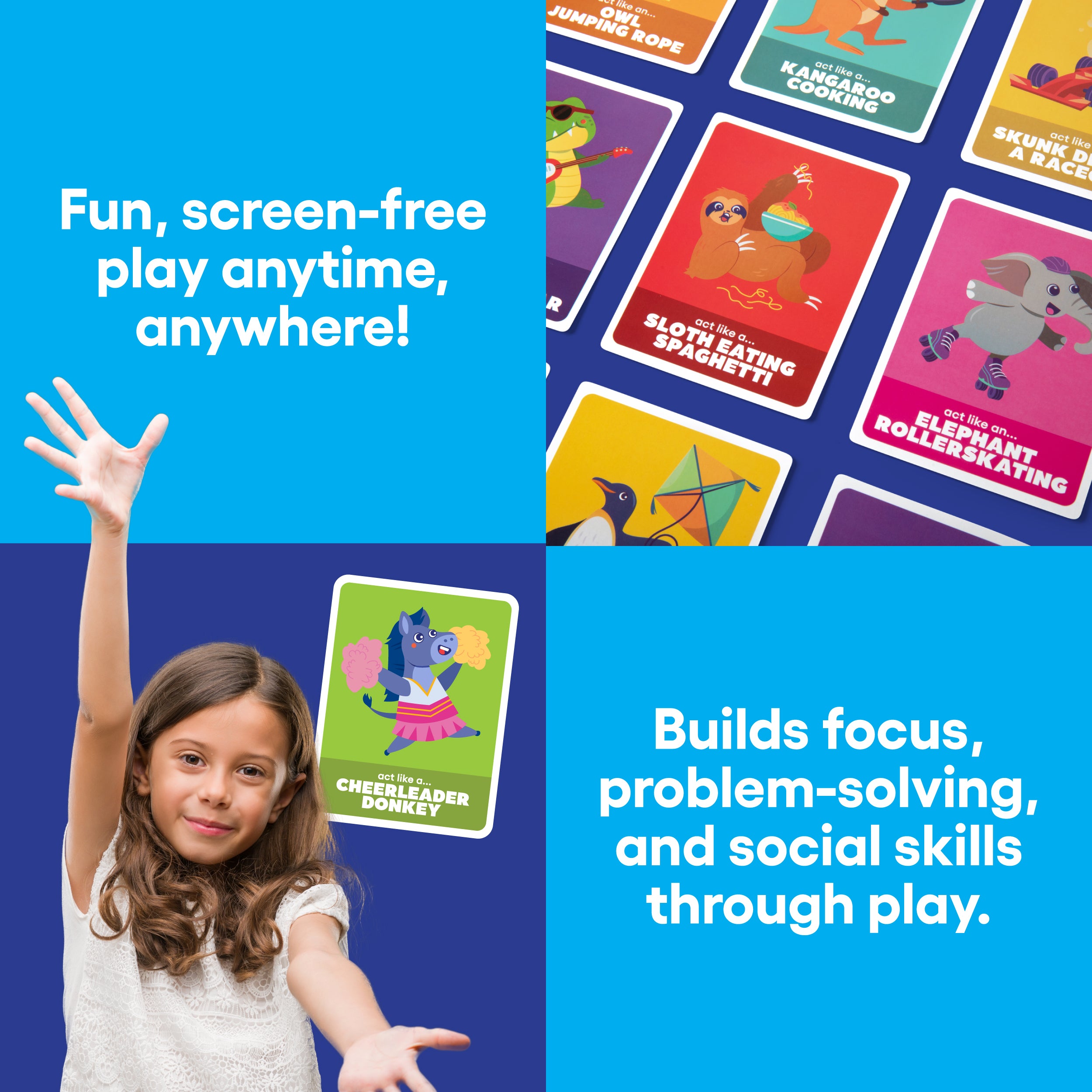 Charades, Party Animal Edition from Bee Street Games, by Relatable – Classic family games reimagined with playful, silly themes. Includes 36 jumbo playing cards.