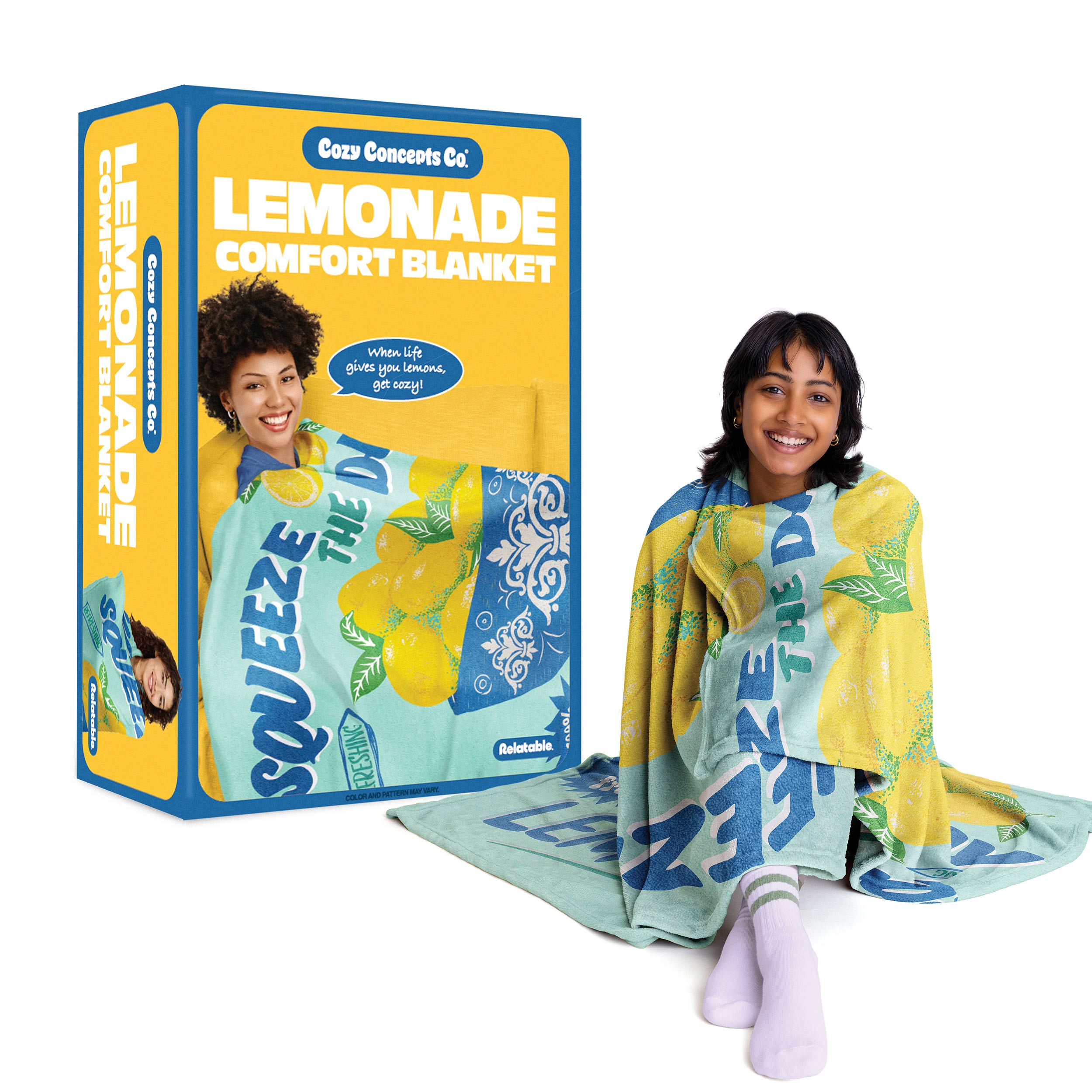 Cozy Concepts Co. Lemonade Comfort Blanket by Relatable - Cozy Throw Blanket for Room Decor