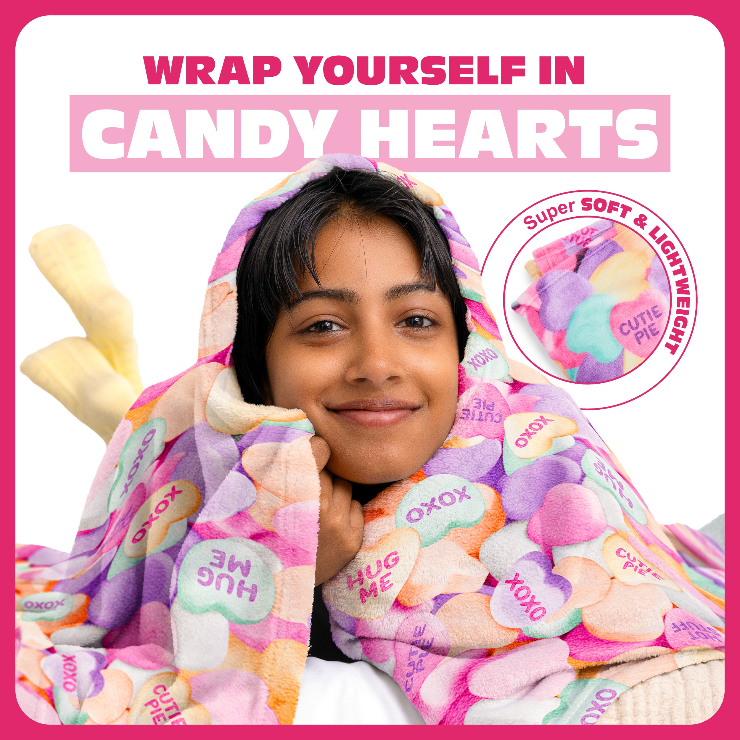 Cozy Concepts Co. Hearts Comfort Blanket by Relatable, Super Soft Plush Throw