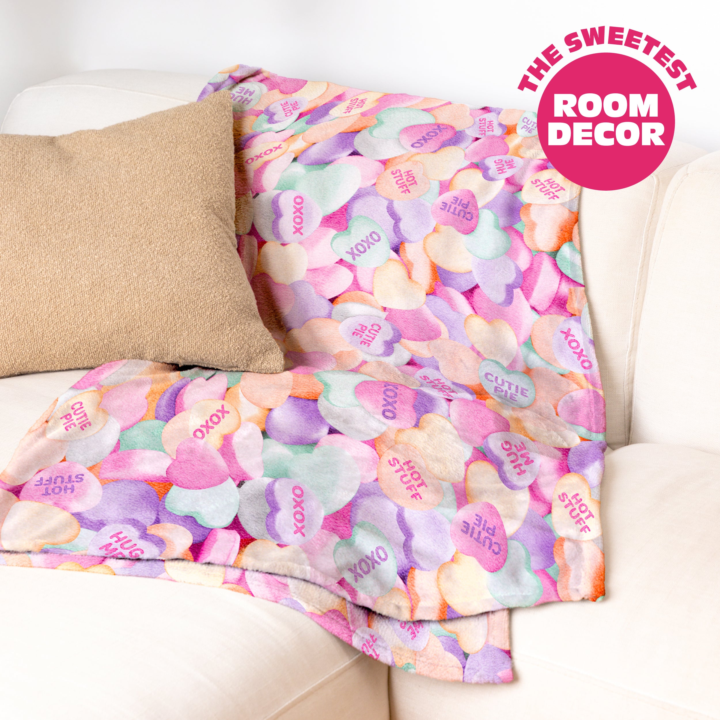 Cozy Concepts Co. Hearts Comfort Blanket by Relatable, Super Soft Plush Throw