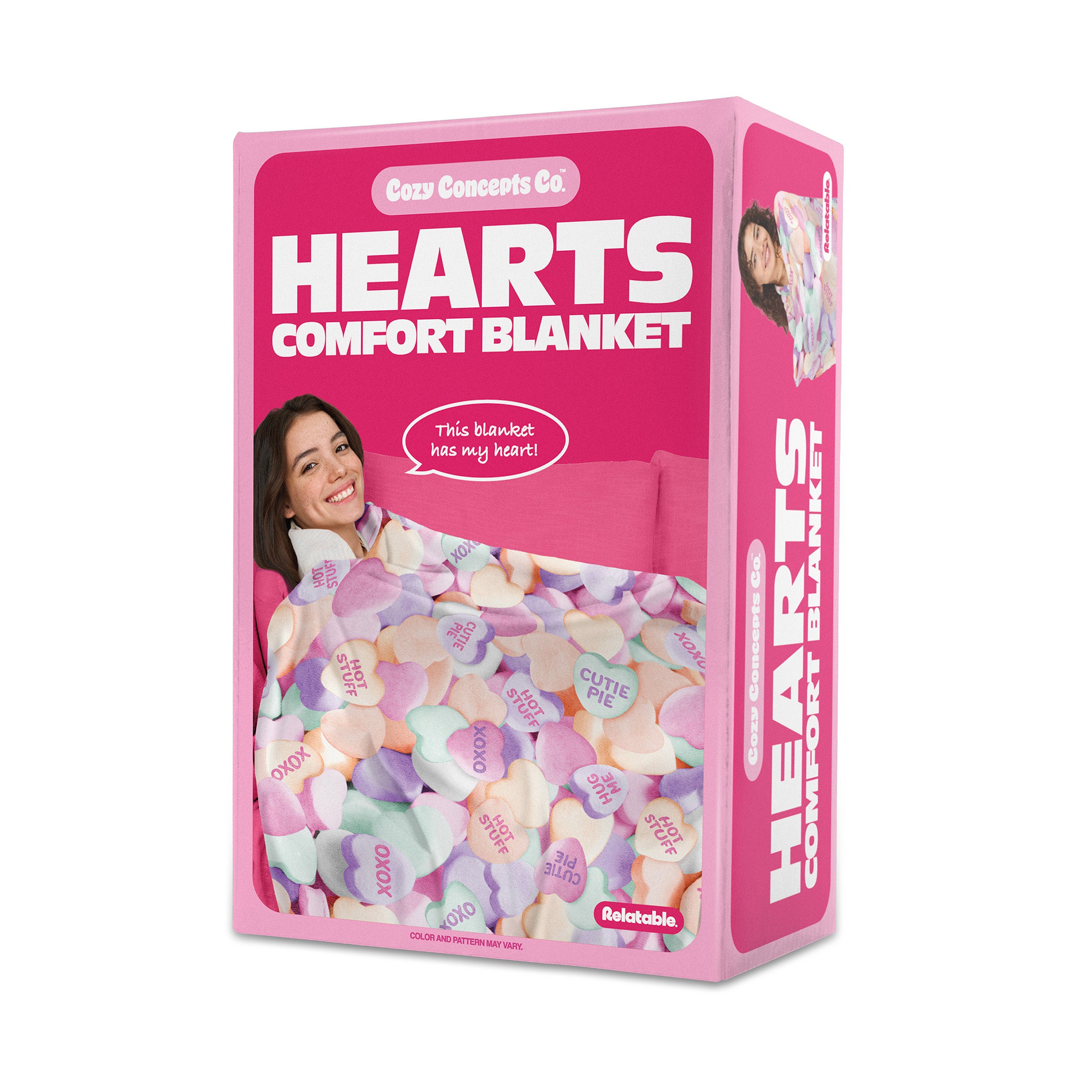 Cozy Concepts Co. Hearts Comfort Blanket by Relatable, Super Soft Plush Throw