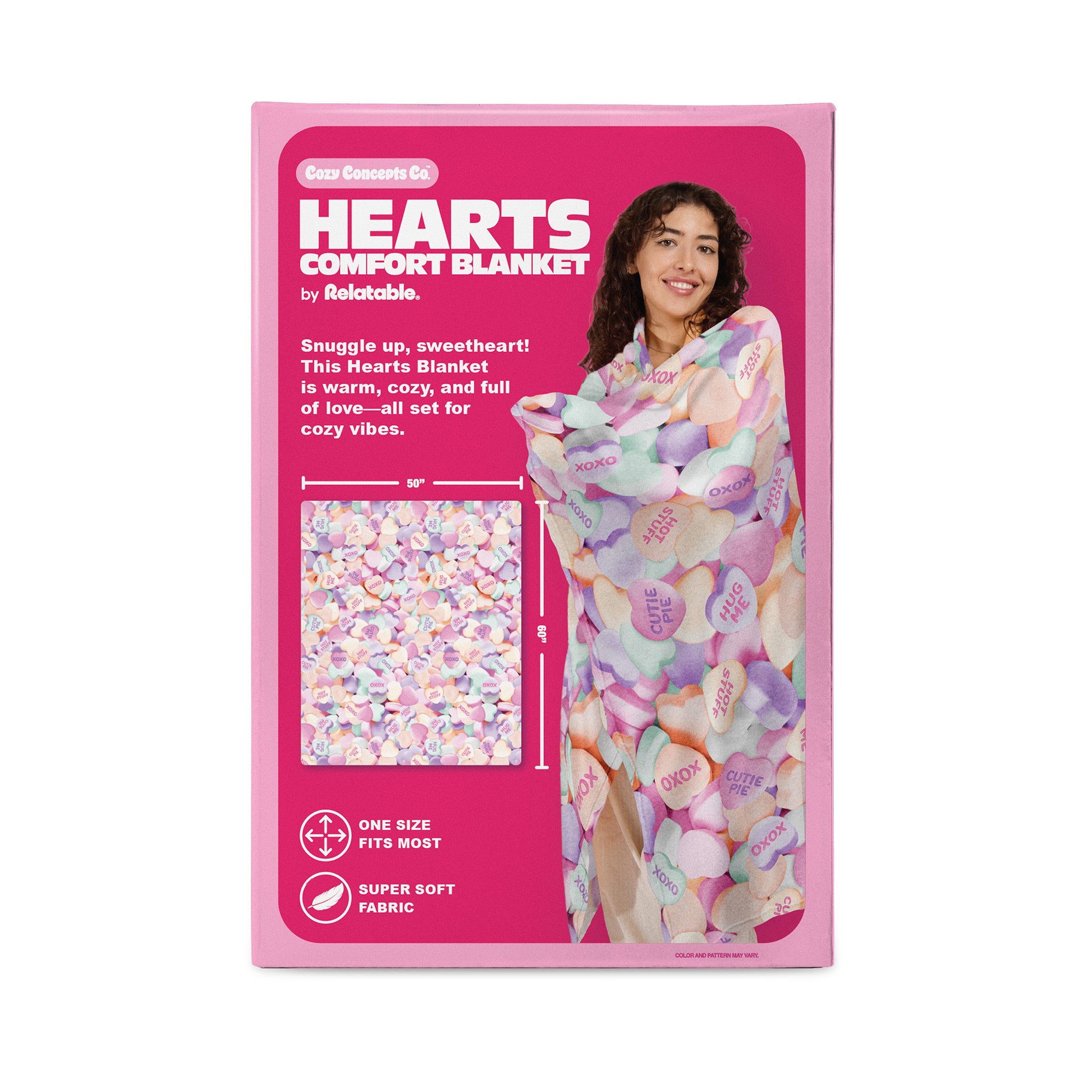 Cozy Concepts Co. Hearts Comfort Blanket by Relatable, Super Soft Plush Throw