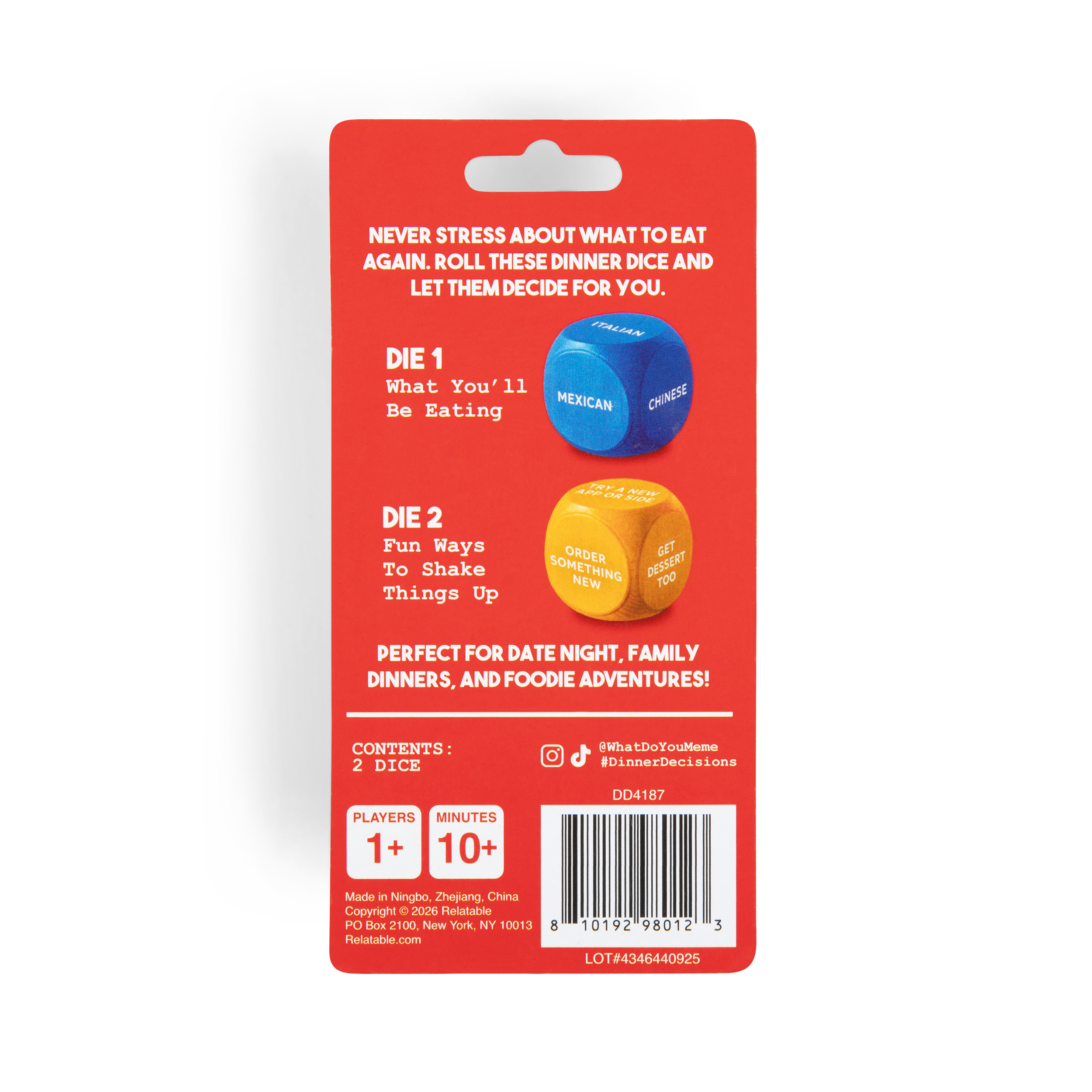 Dinner Decisions by Relatable – Fun Wooden Dice Game for Choosing Meals, Perfect Kitchen Gift for Couples, Families, and Foodies