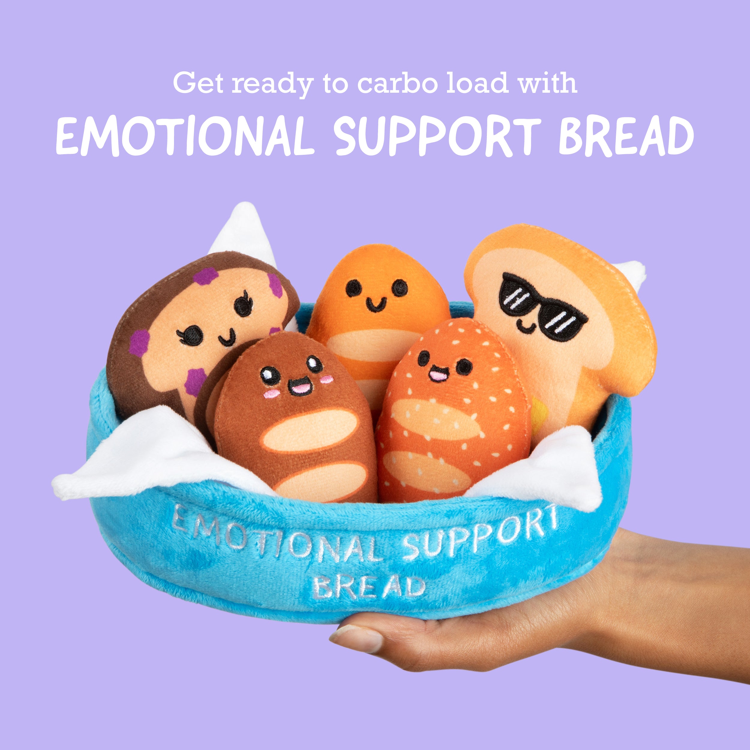Emotional Support Bread™ by Relatable – Squishy Bread Plush Toys in Basket, Funny Comfort Gifts and Stuffed Animals for All Ages, Includes 5 Soft Bread Plushies