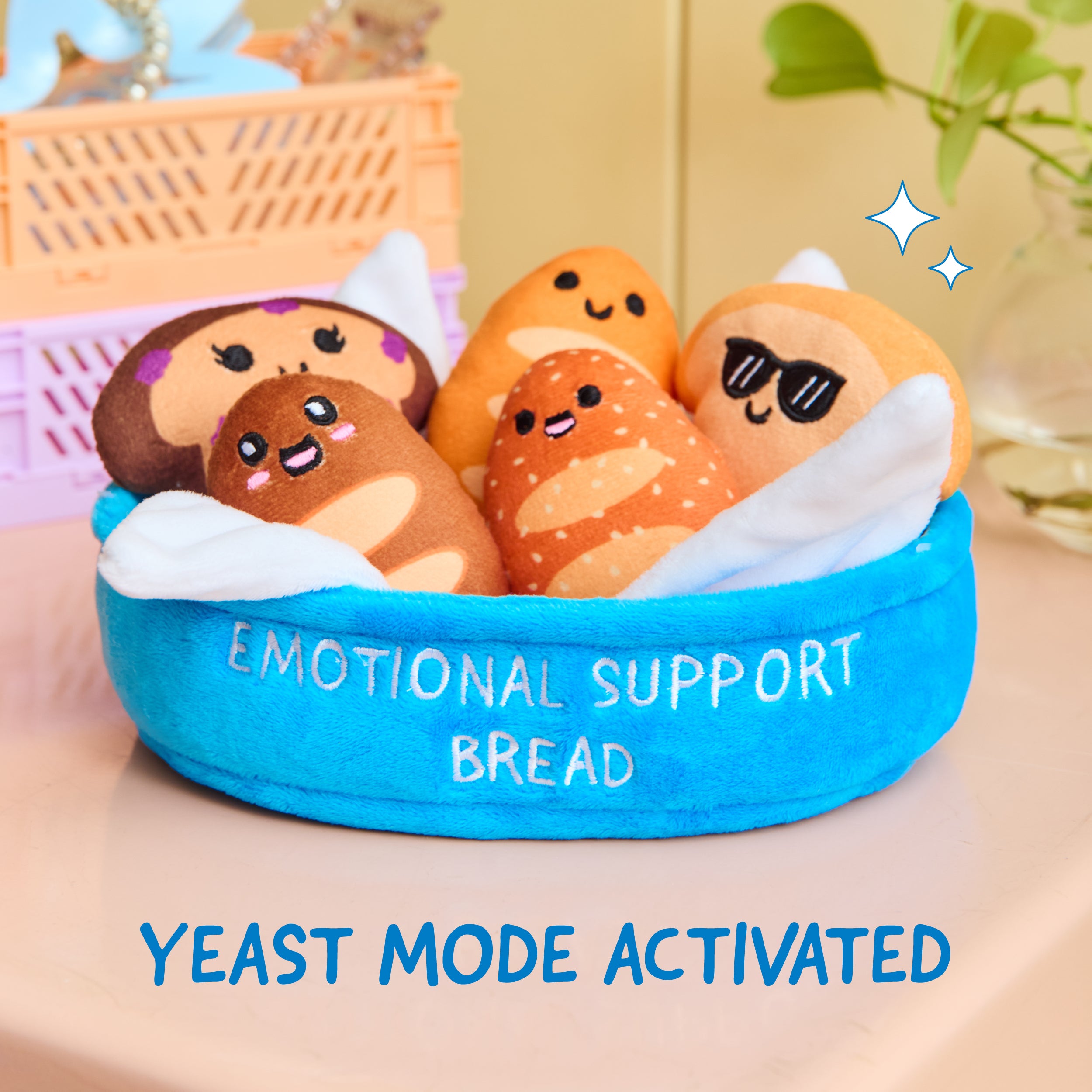 Emotional Support Bread™ by Relatable – Squishy Bread Plush Toys in Basket, Funny Comfort Gifts and Stuffed Animals for All Ages, Includes 5 Soft Bread Plushies