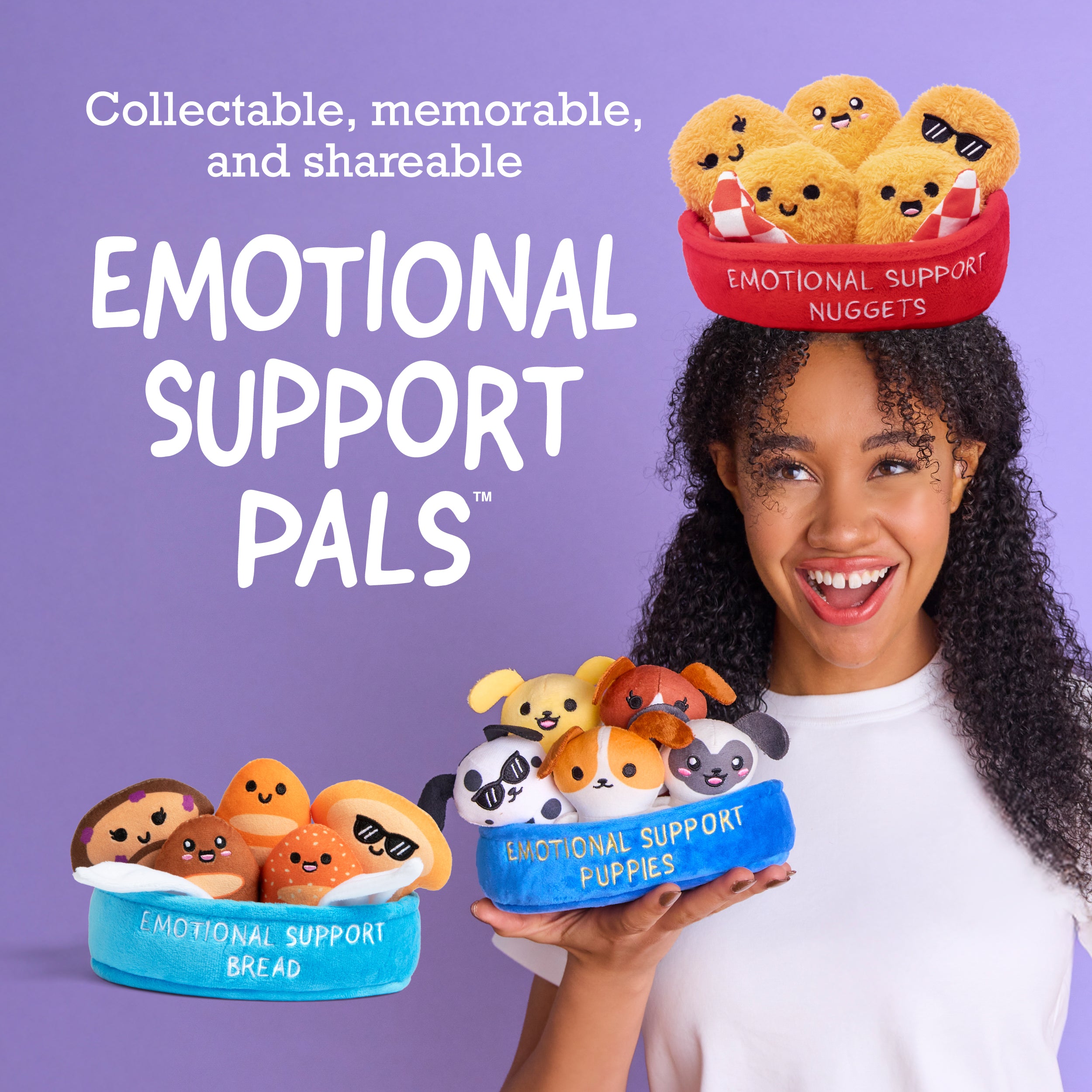 Emotional Support Bread™ by Relatable – Squishy Bread Plush Toys in Basket, Funny Comfort Gifts and Stuffed Animals for All Ages, Includes 5 Soft Bread Plushies
