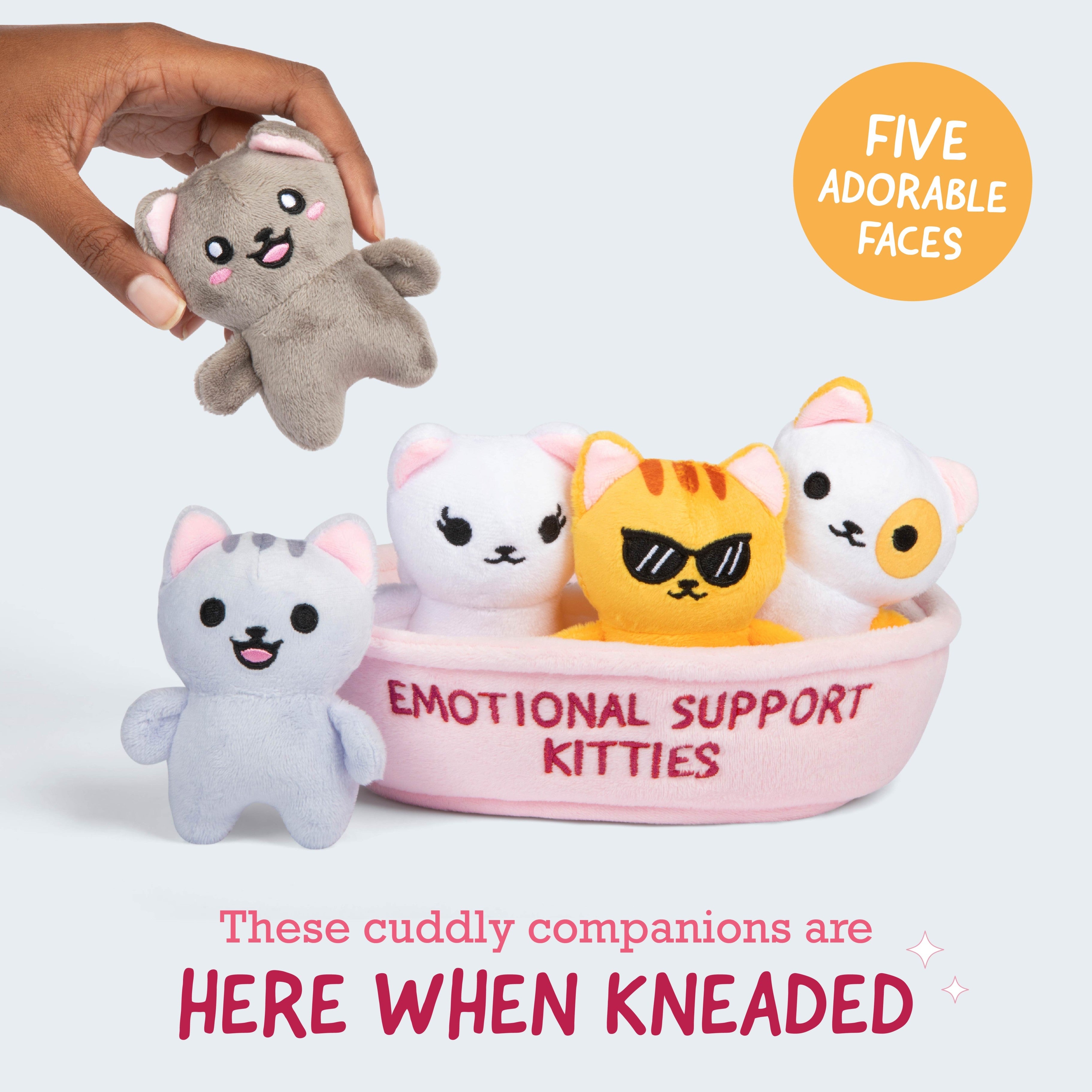 Emotional Support Kitties – Set of 5 Plush Cats in Cozy Container