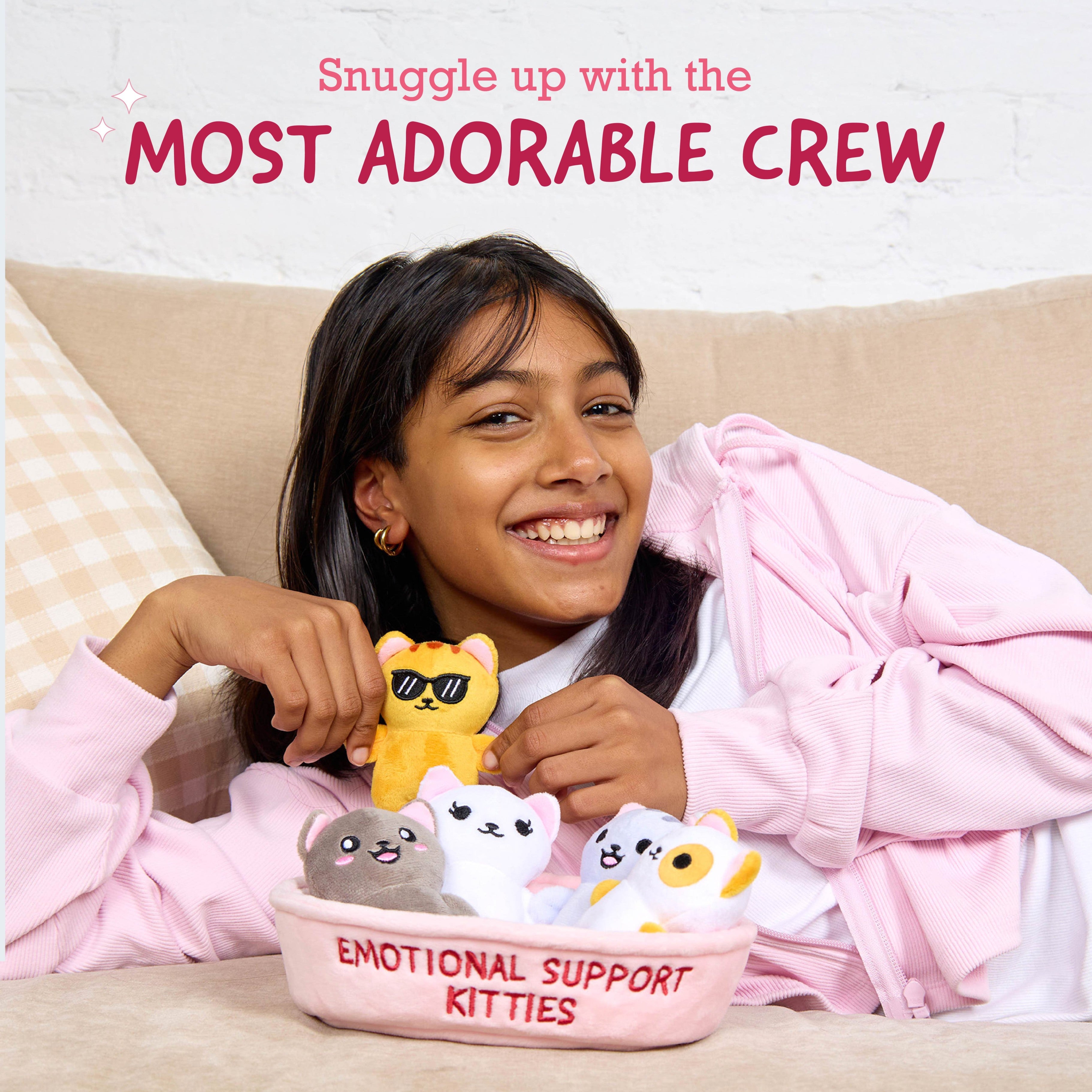 Emotional Support Kitties – Set of 5 Plush Cats in Cozy Container