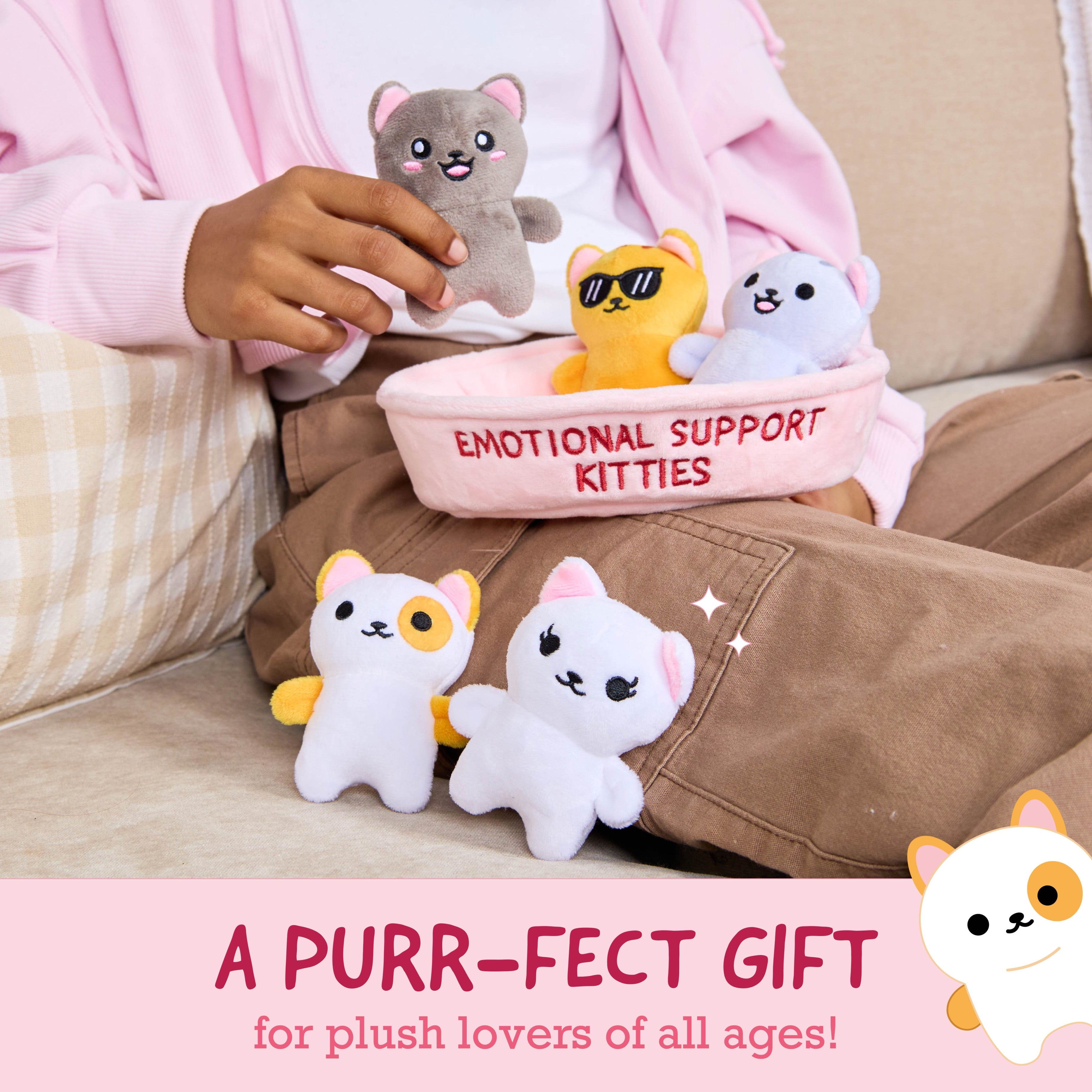Emotional Support Kitties – Set of 5 Plush Cats in Cozy Container