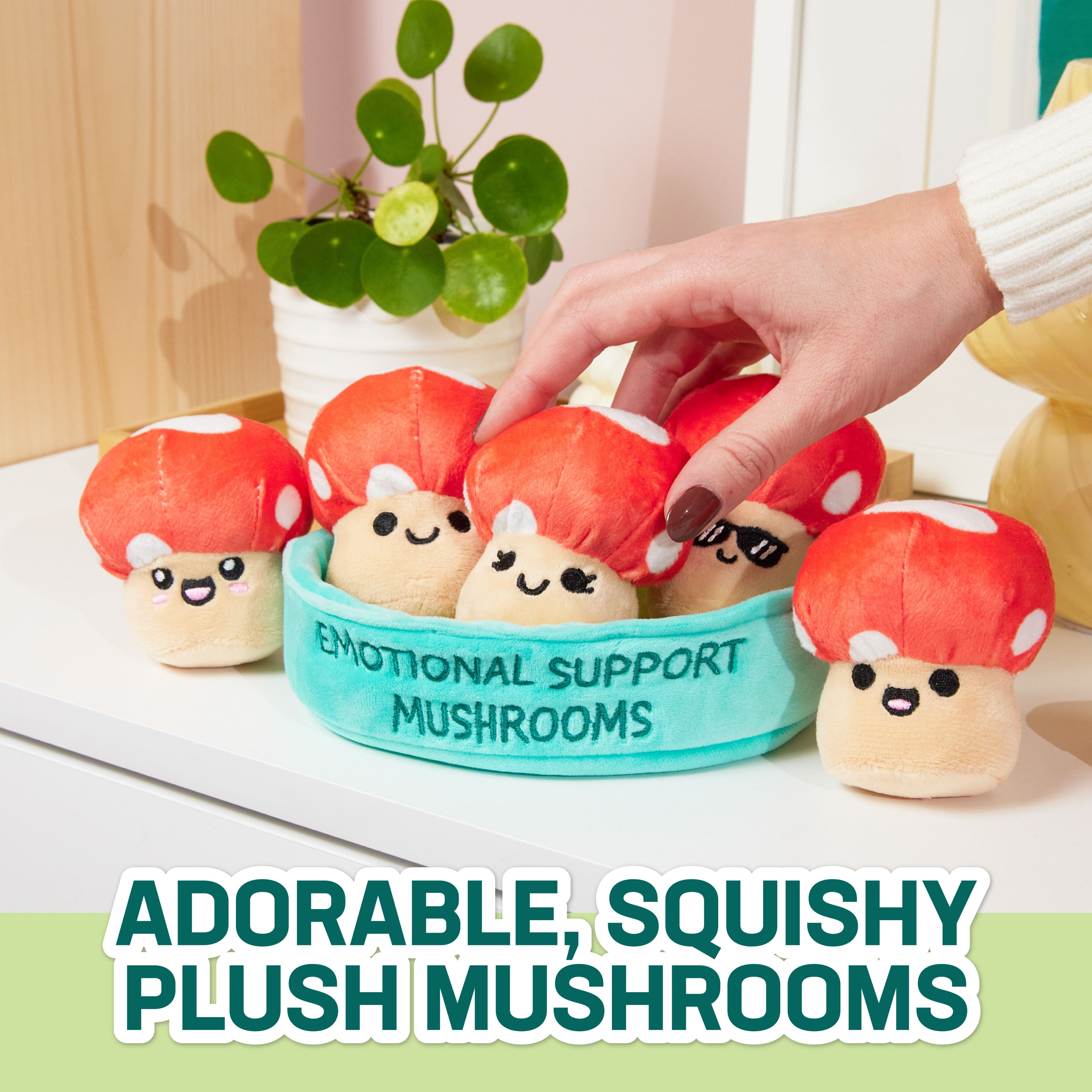 Emotional Support Mushrooms - Cute Plush Fungi Friends