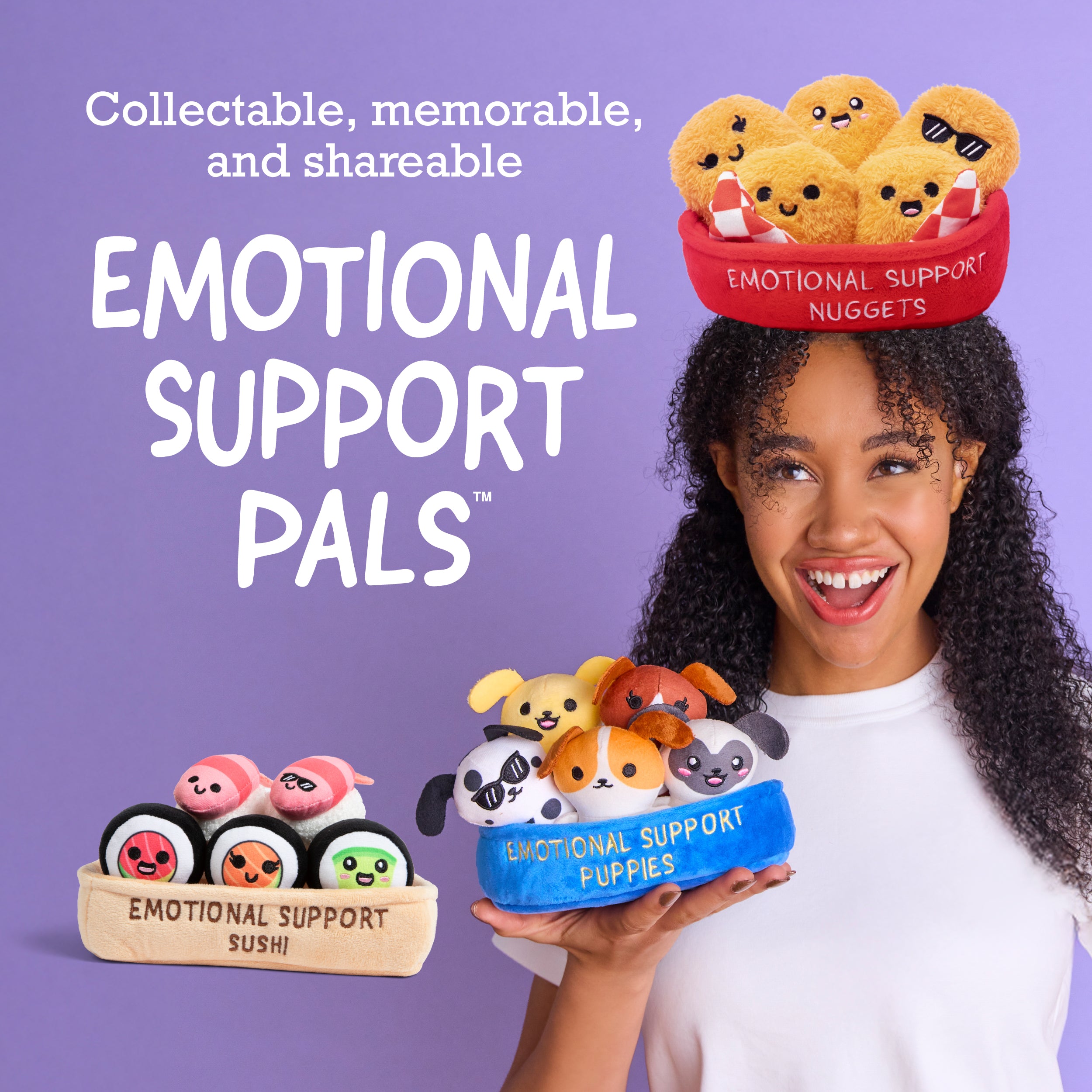 Emotional Support Sushi by Relatable – Cuddly Plush Sushi Toys in Basket, Funny Gifts and Comfort Plushies for All Ages, Includes 5 Plush Rolls
