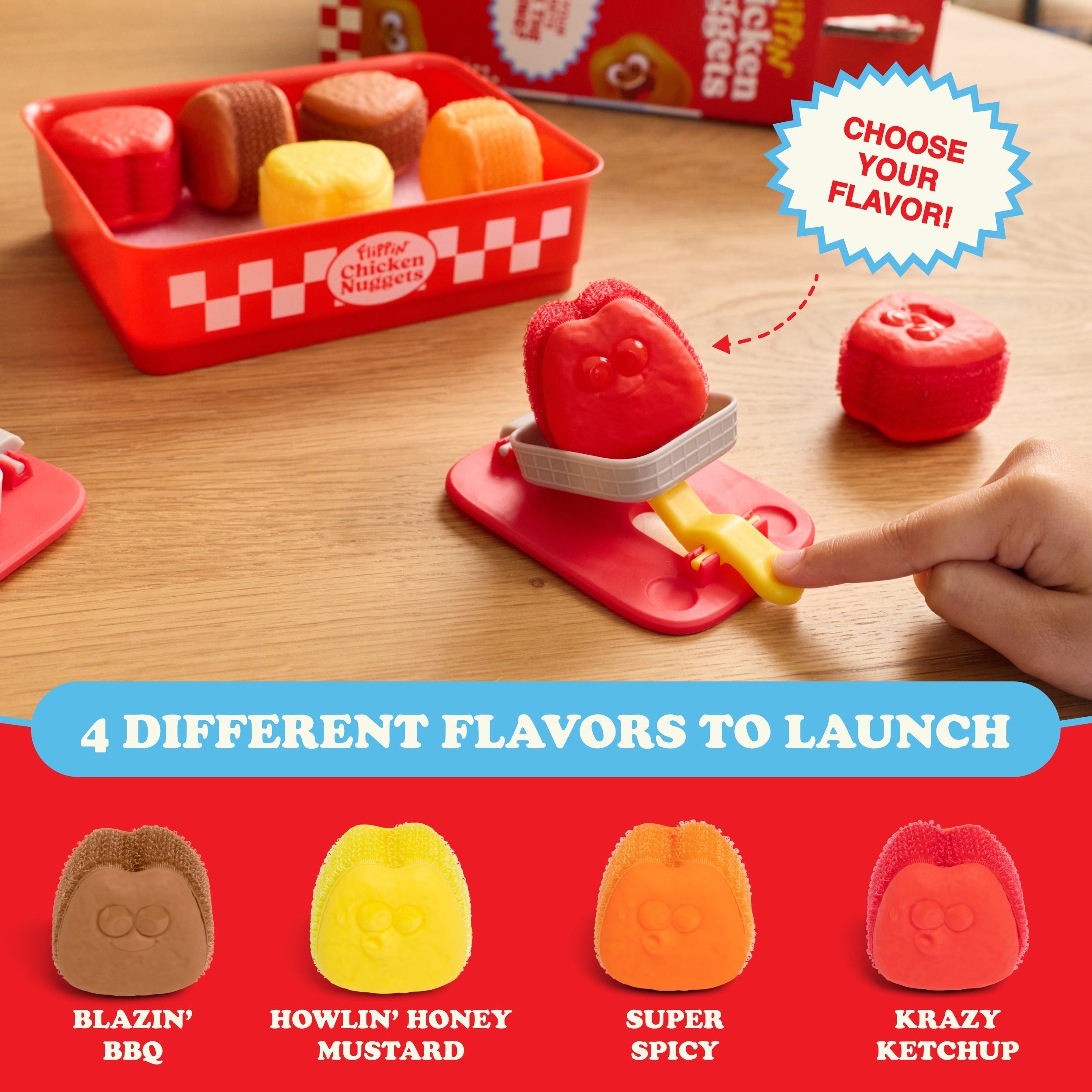 Flippin' Chicken Nuggets by Relatable - Ready, Set, Flip! Land All Your Nuggest To Win. A Fun Pick for Family Games for Kids and Adults, and Birthday Gifts – Includes 4 Launchers and 12 Nuggets