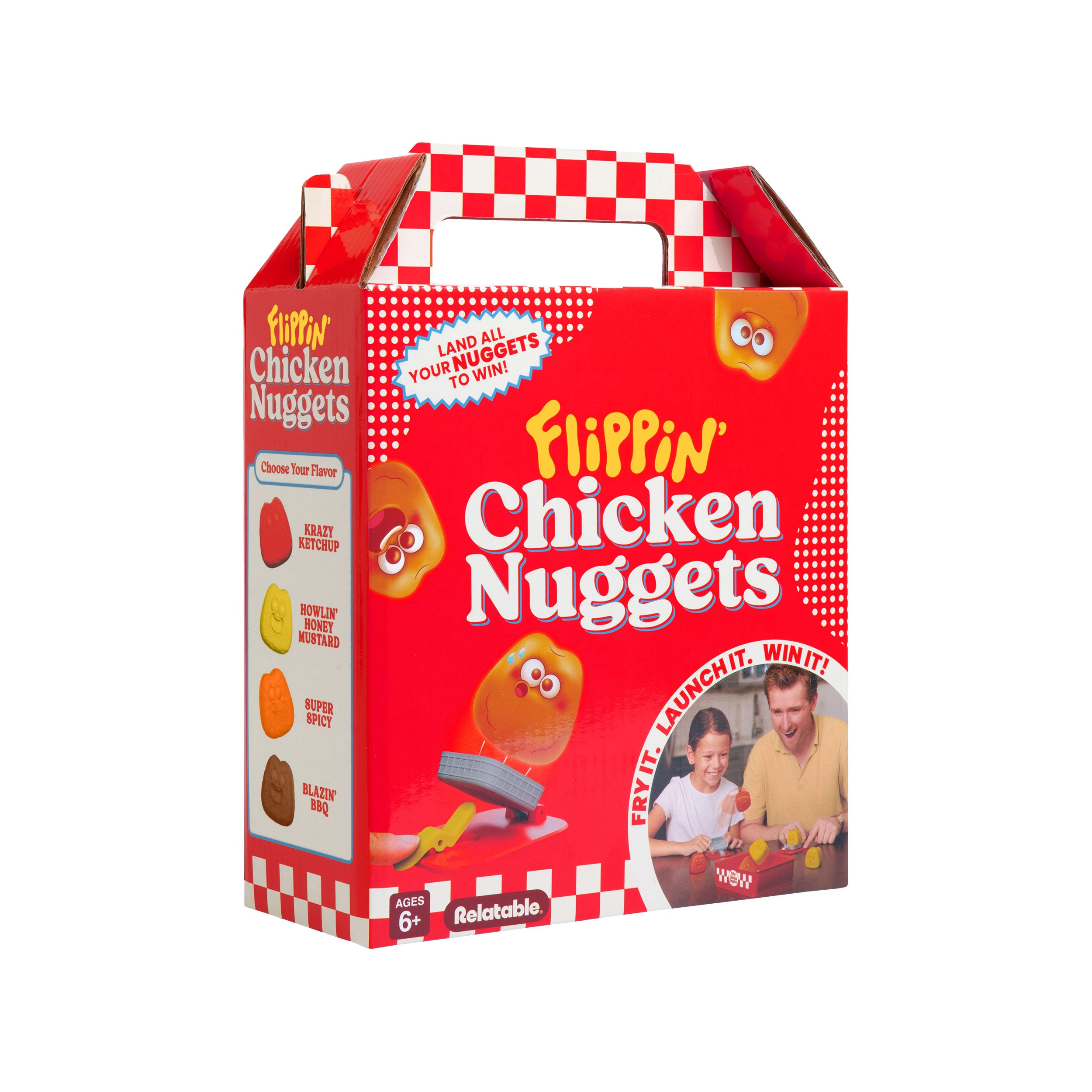 Flippin' Chicken Nuggets by Relatable - Ready, Set, Flip! Land All Your Nuggest To Win. A Fun Pick for Family Games for Kids and Adults, and Birthday Gifts – Includes 4 Launchers and 12 Nuggets