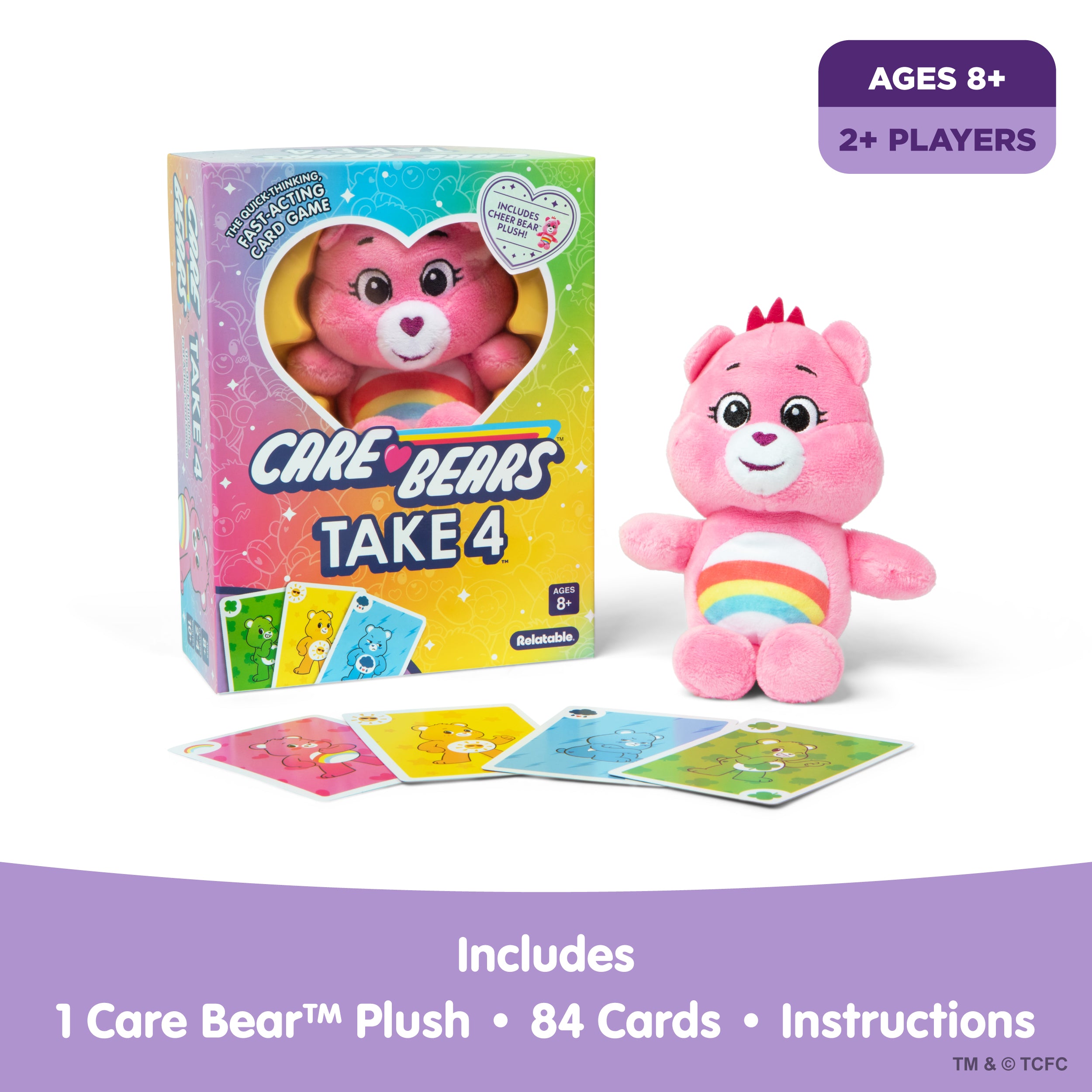 Care Bears™ Take 4 by Relatable – A fast, cute family card game featuring an exclusive Cheer Bear plushie