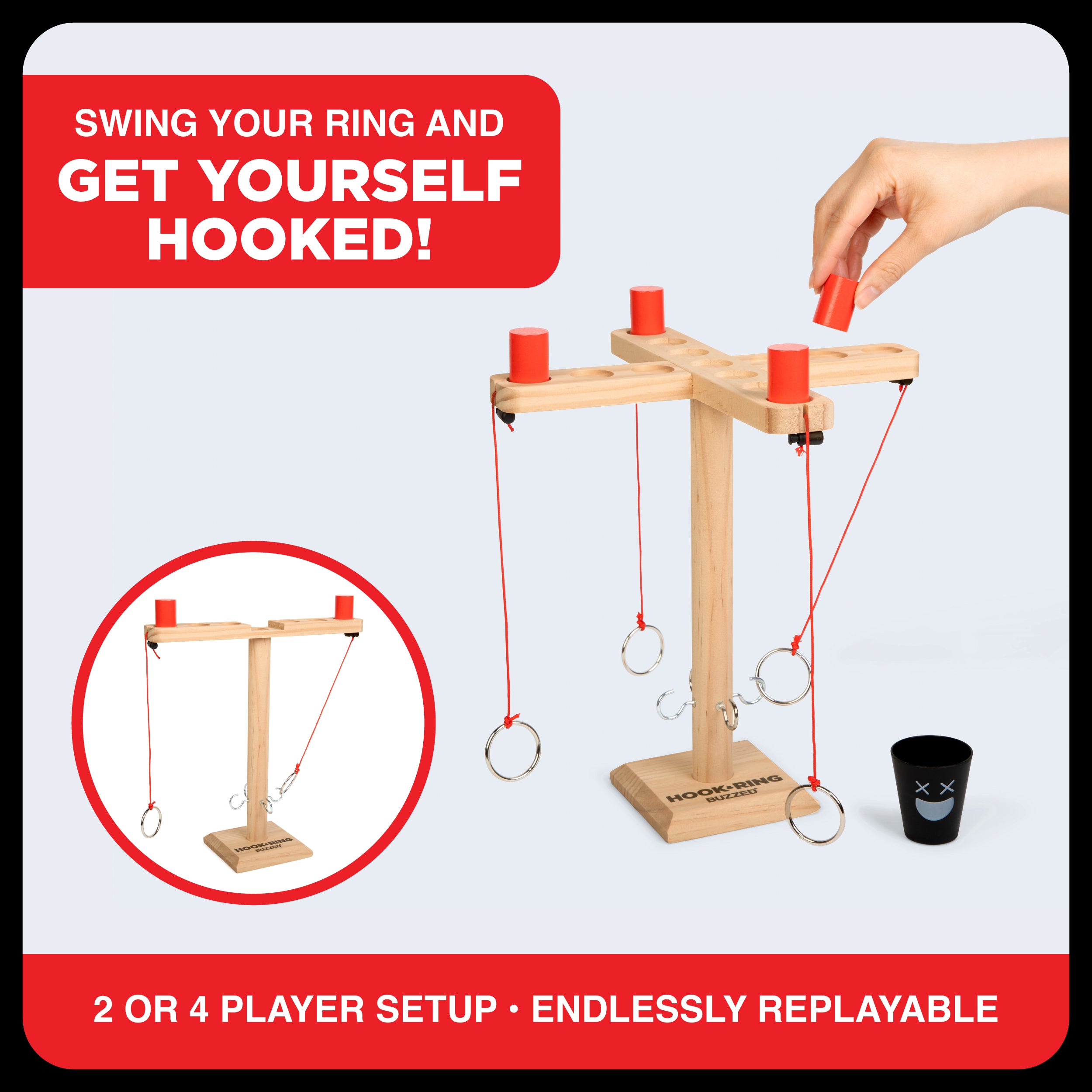 Buzzed 4-Way Hook & Ring Drinking Game – The Ring Toss to Rule All