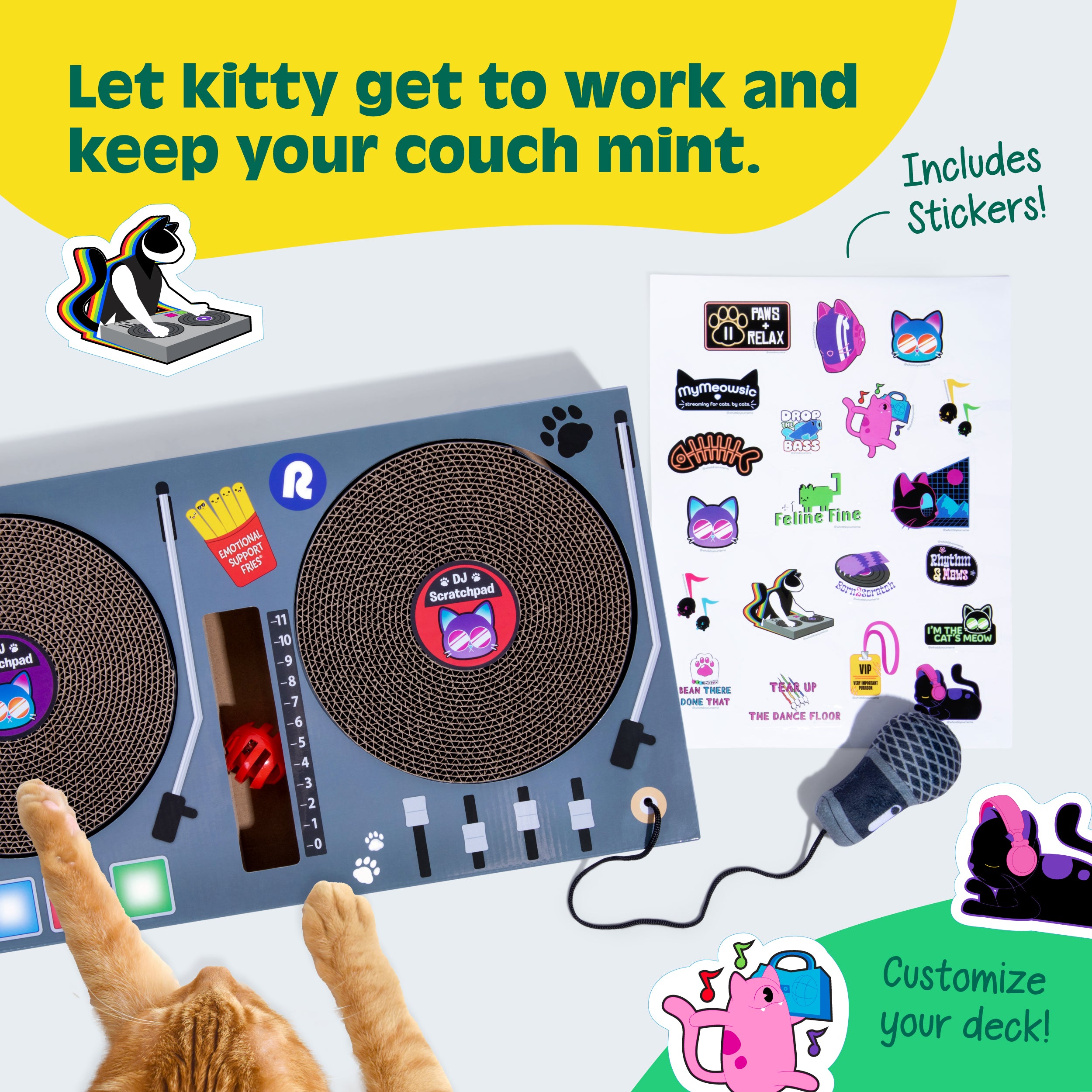 DJ Scratchpad for Cats – Interactive Cat Toy Turntable for Scratching & Play