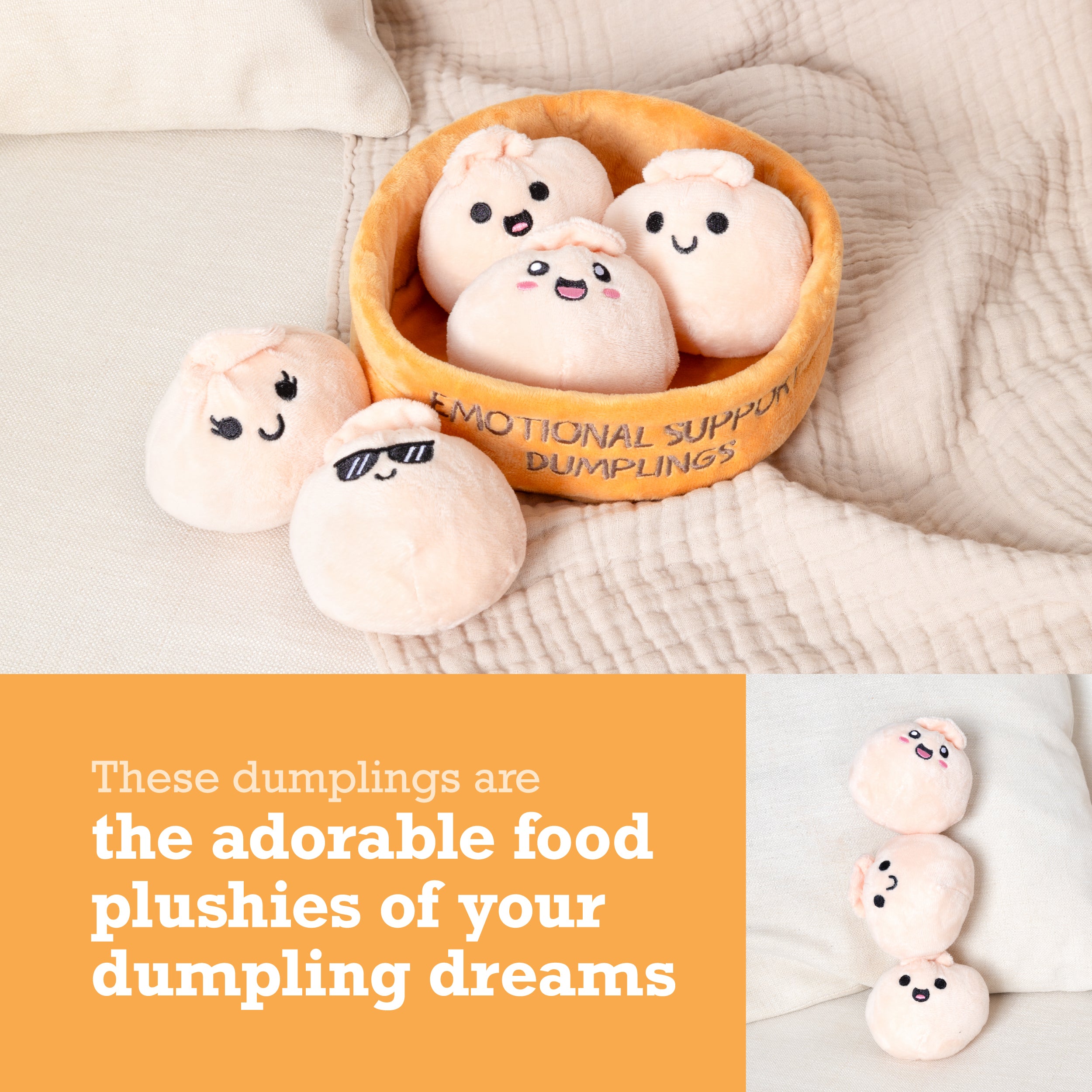 Emotional Support Dumplings - Cute Plush Food Toys