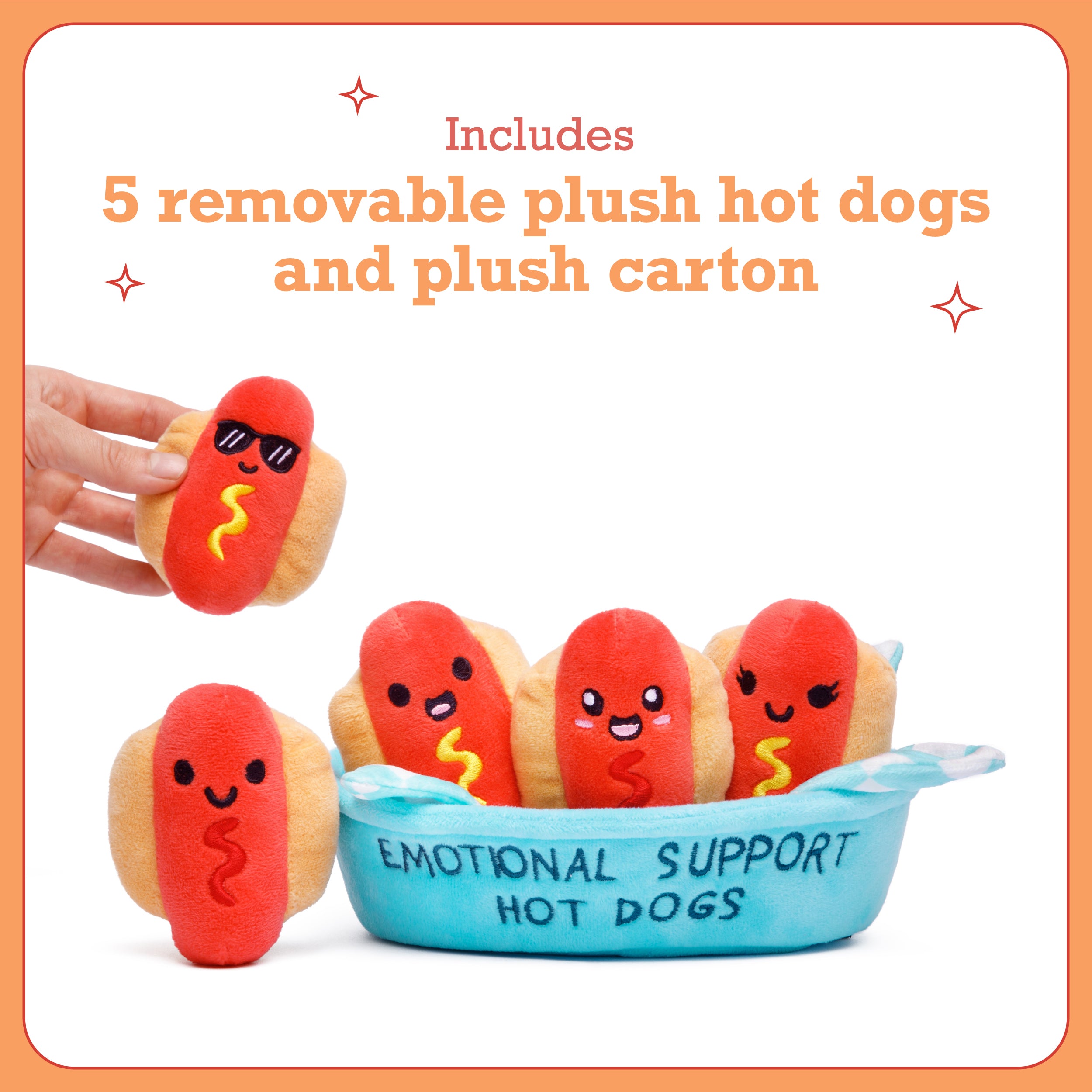 Emotional Support Hot Dogs –  Food Plushie Toys