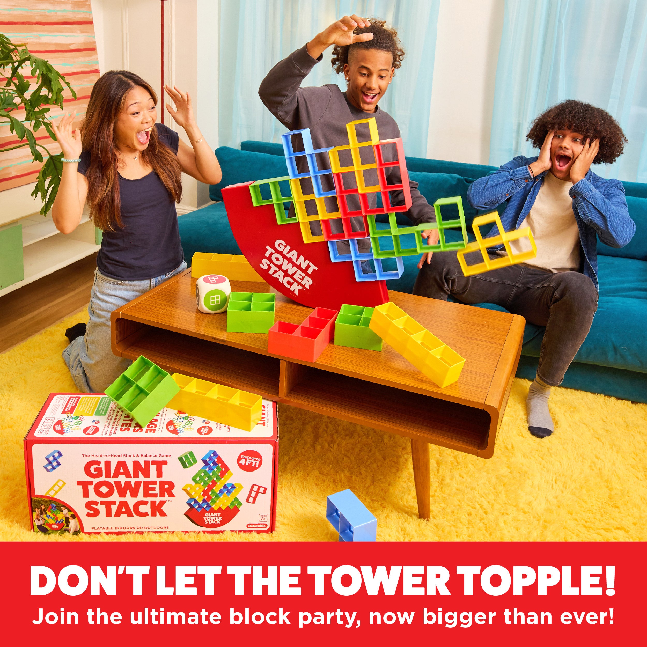 Giant Tower Stack by Relatable – Jumbo Outdoor Block Game with Balance Base, Perfect for Family Yard Games, Camping, and Party Fun