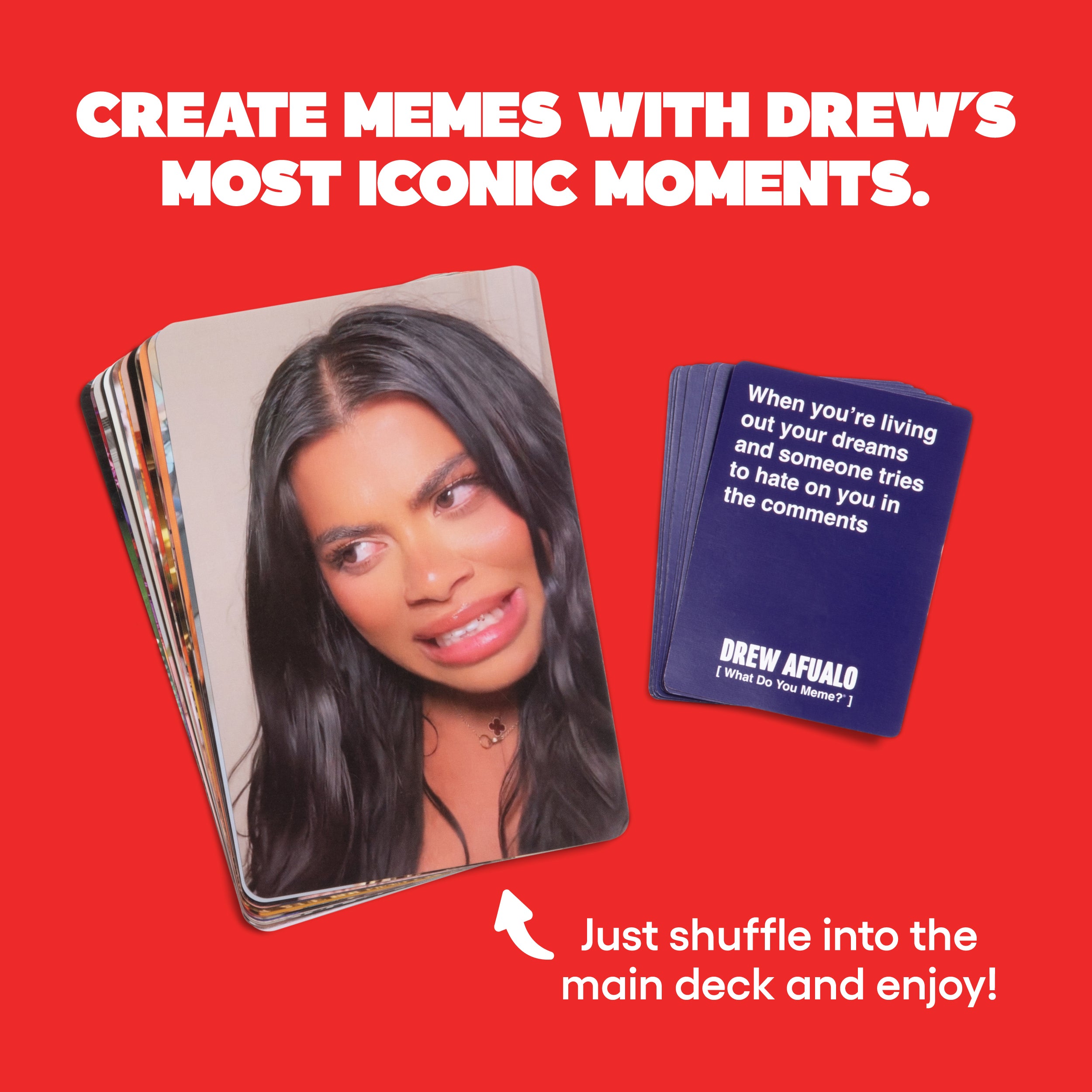 What Do You Meme? Drew Afualo Expansion Pack by Relatable – Card Games for Adults, Featuring All New Meme Game Content – Includes 15 Image Cards and 10 Caption Cards