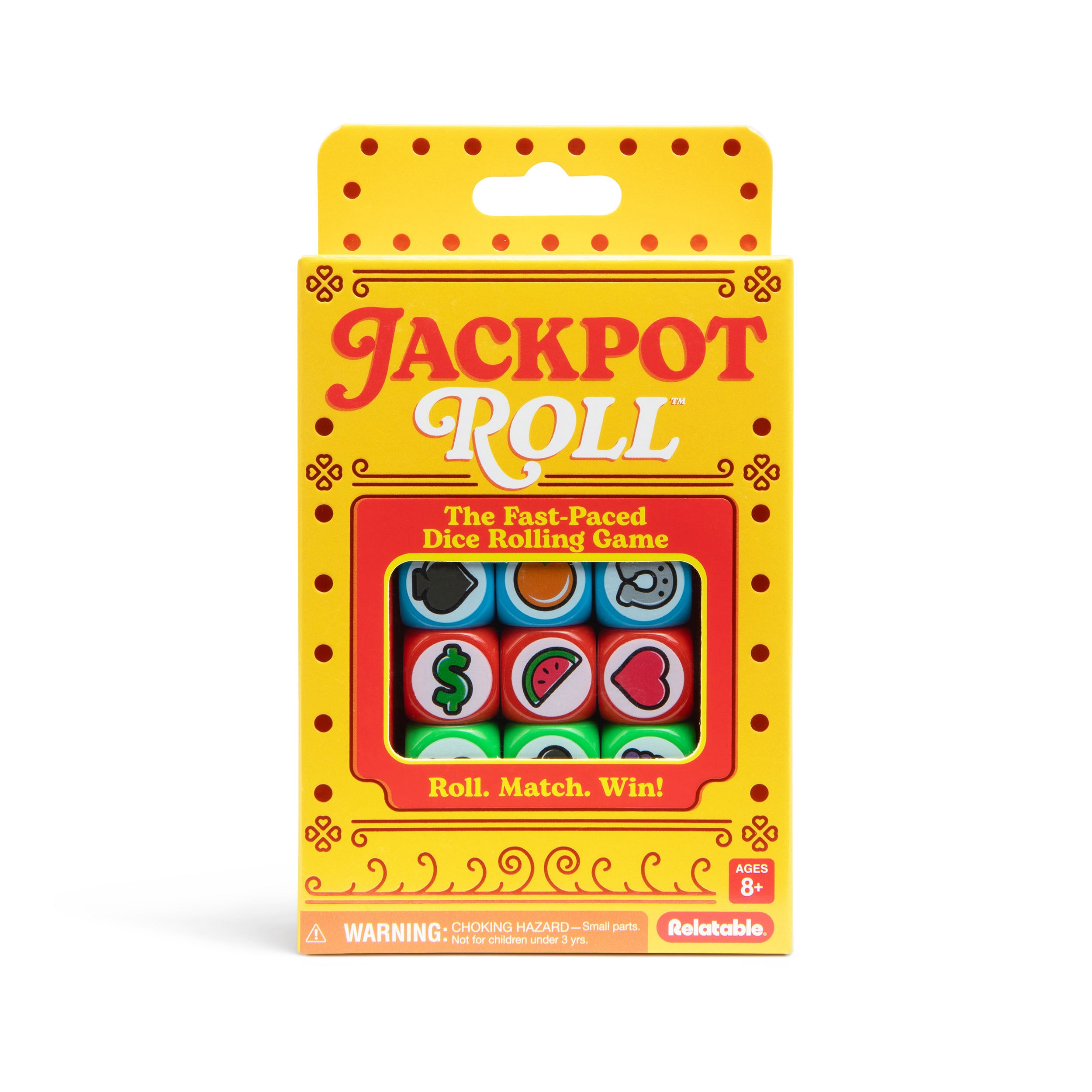 Jackpot Roll by Relatable – Fast-Paced Casino Dice Game for Adults and Family Game Night, Fun Travel Game with Cards, Dice, and Betting Tokens