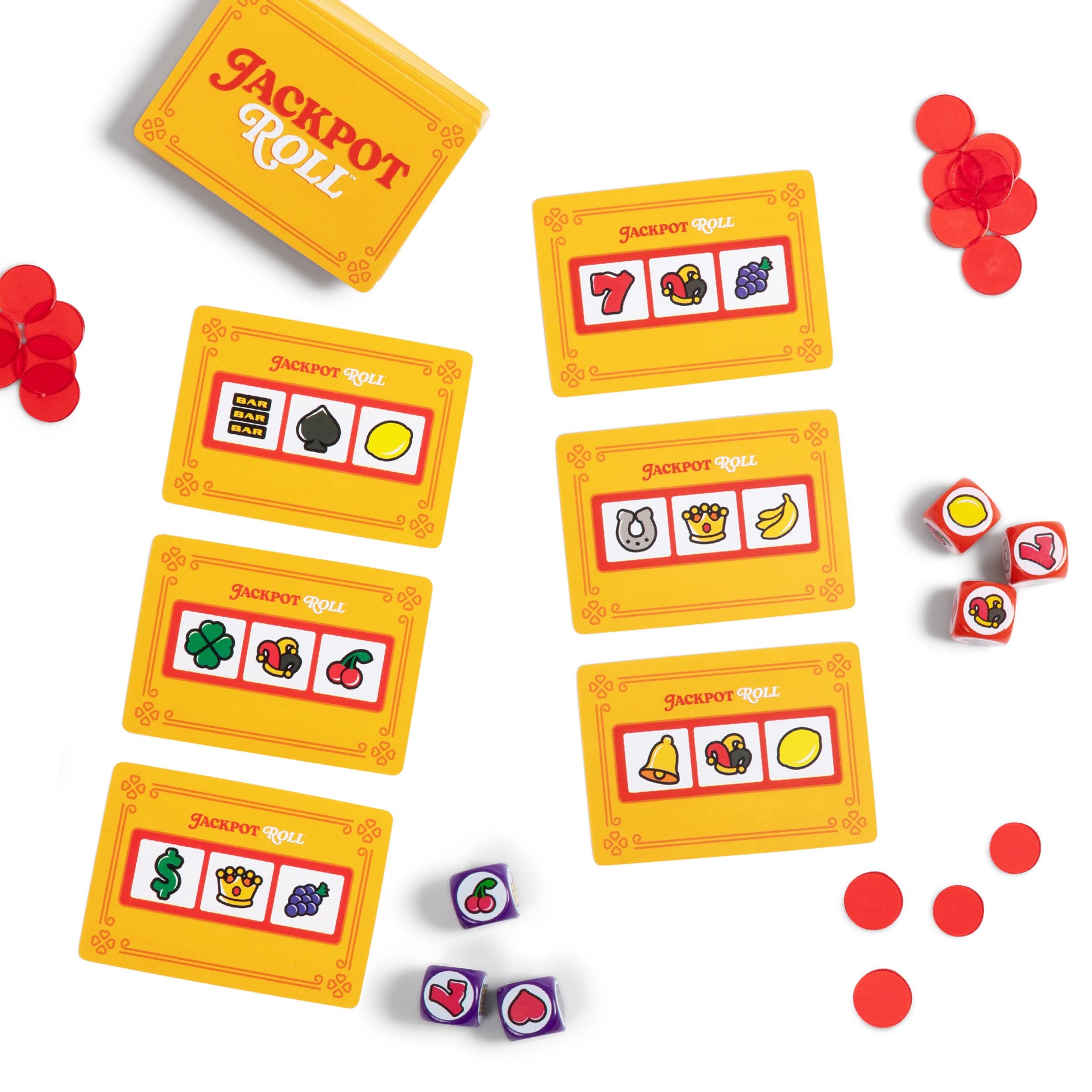 Jackpot Roll by Relatable – Fast-Paced Casino Dice Game for Adults and Family Game Night, Fun Travel Game with Cards, Dice, and Betting Tokens