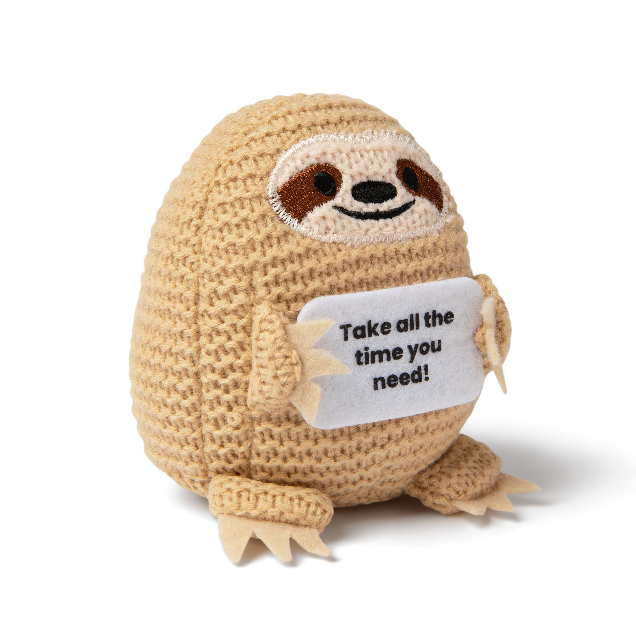 Lil Cheers Sloth by Relatable – Motivational Crochet Plush, Desk Decor, or Uplifting Gifts for Kids & Adults