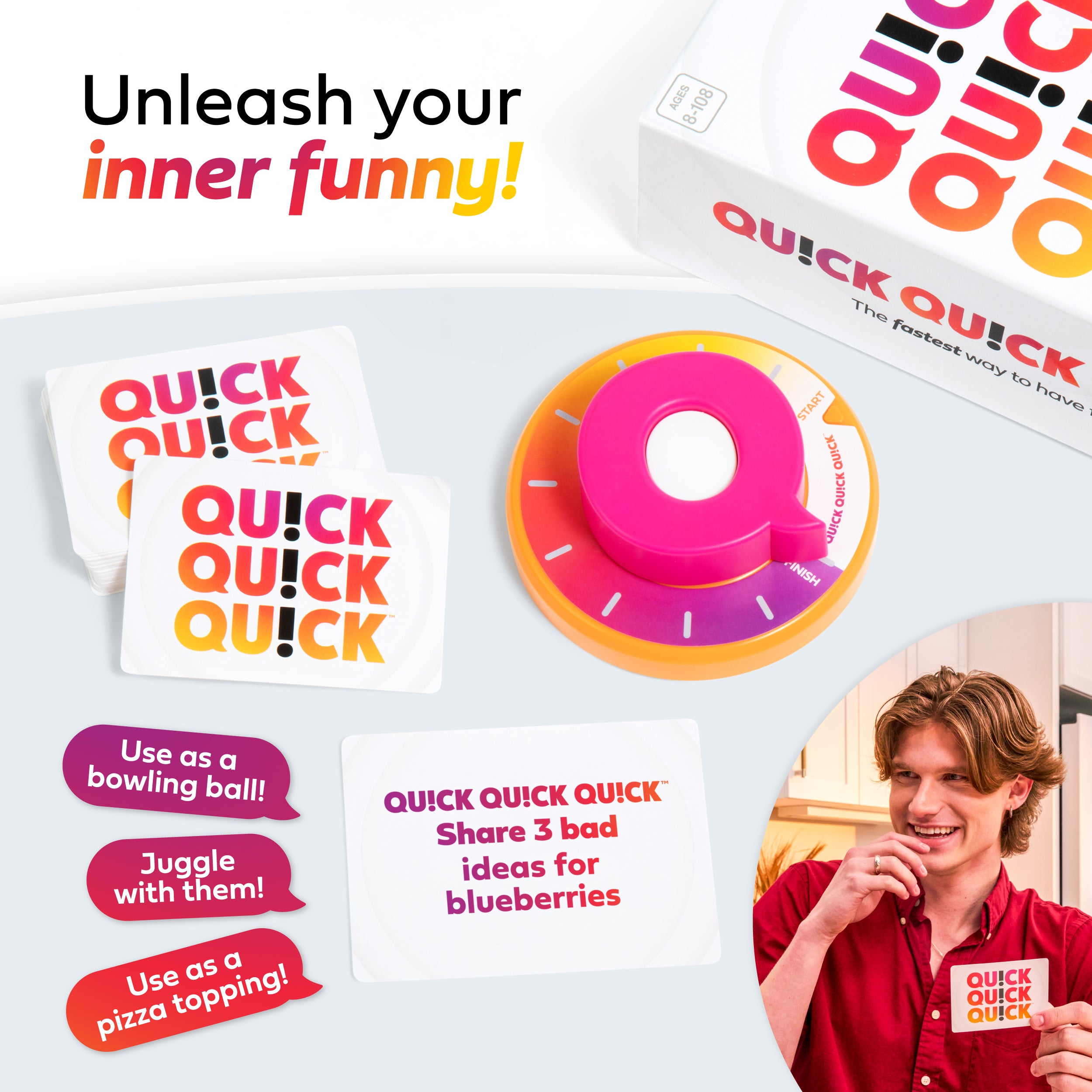 QU!CK QU!CK QU!CK, Unleash Your Inner Funny With The Ultimate Party Games For Friends And Family Game Night, The Fastest Way To Have Fun, Ages 8 To 108