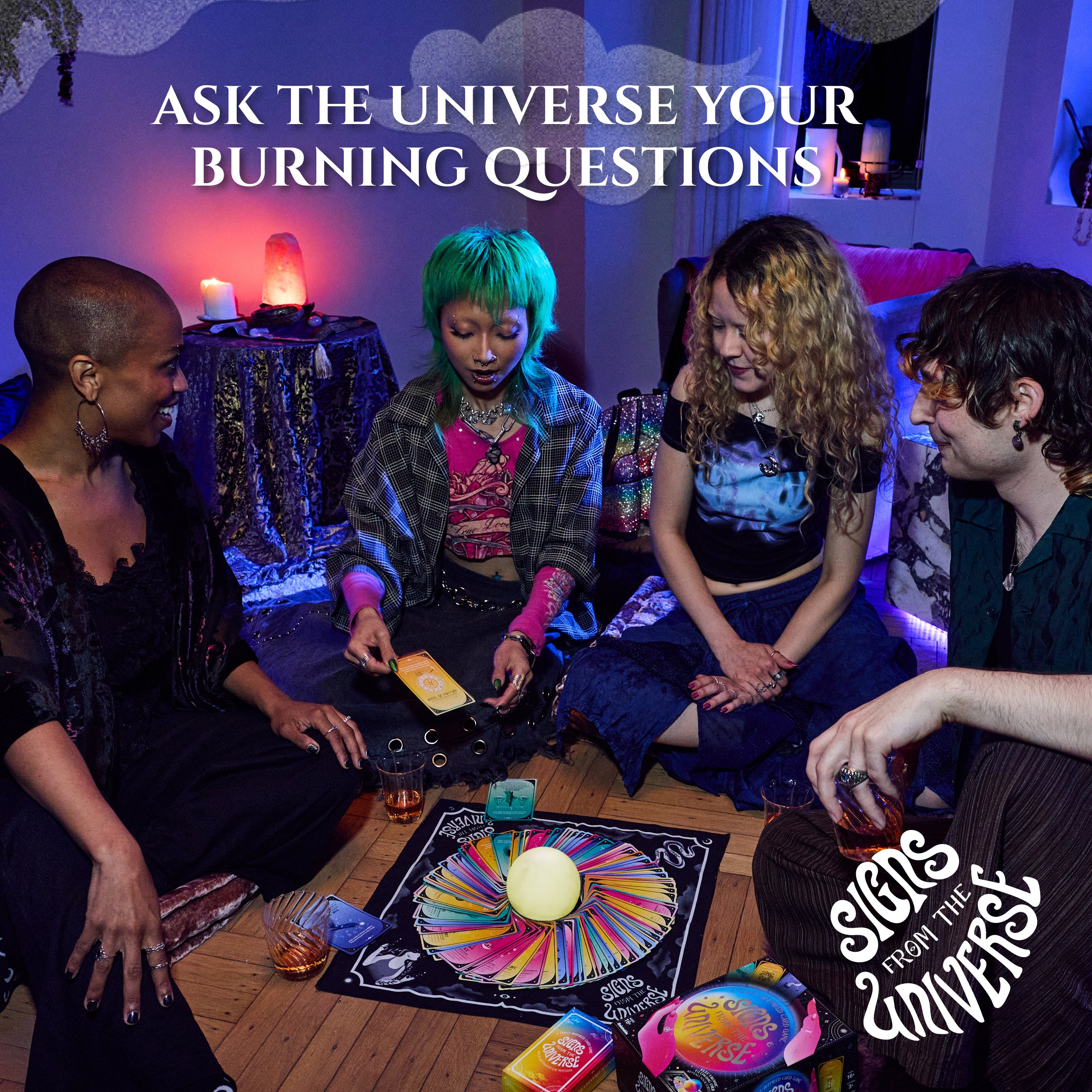 Signs From The Universe - Party Game with Tarot Cards and Glowing Orb for Girls Night