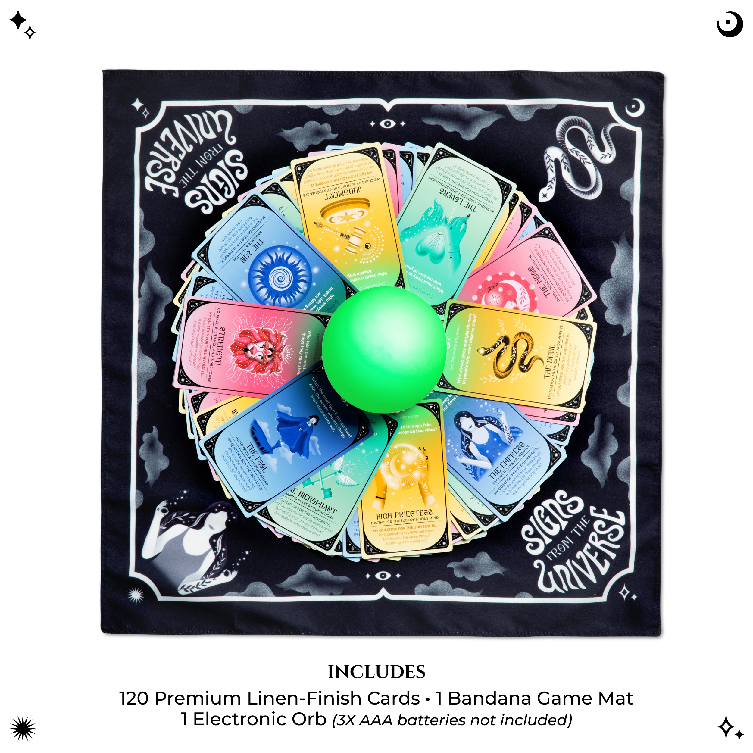 Signs From The Universe - Party Game with Tarot Cards and Glowing Orb for Girls Night