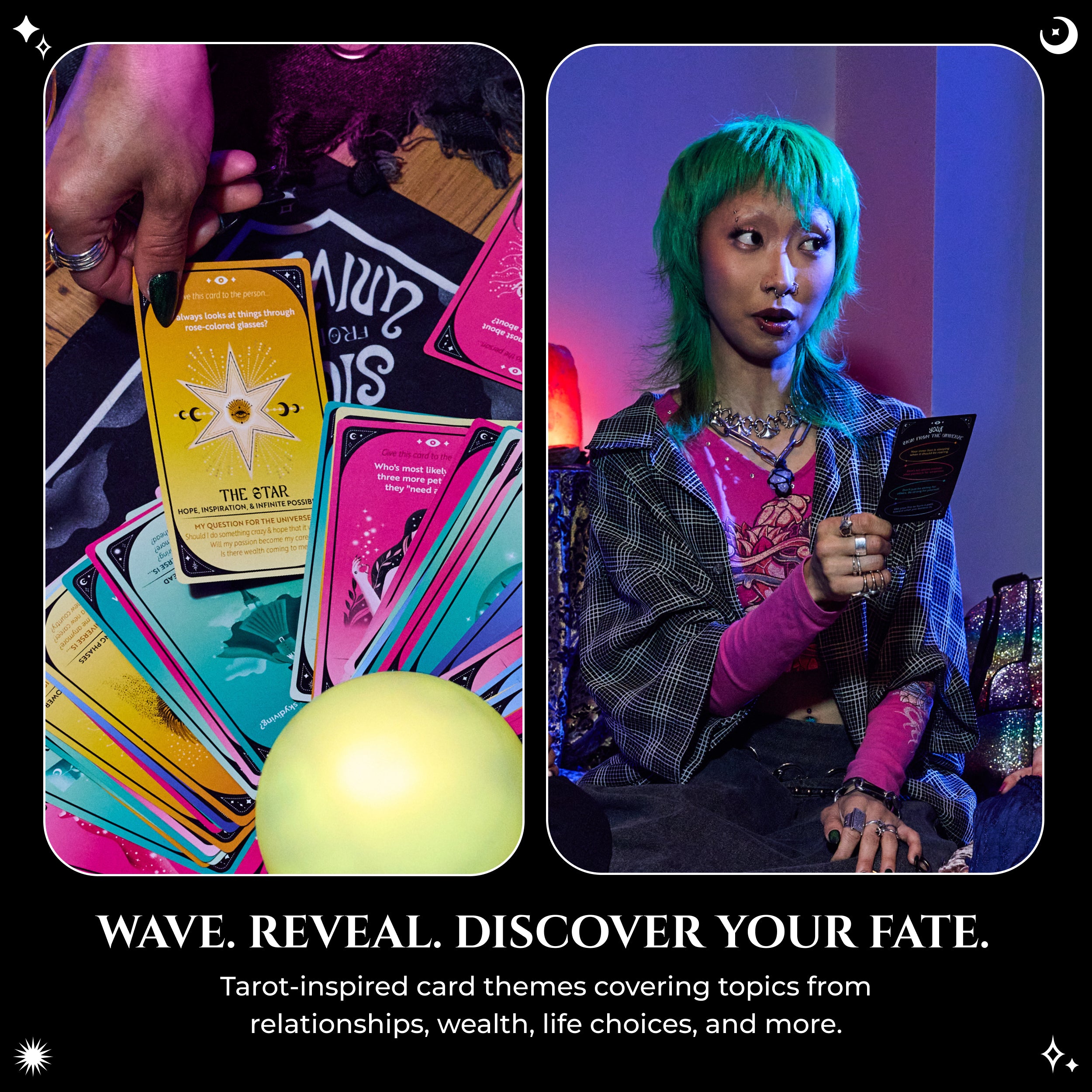 Signs From The Universe - Party Game with Tarot Cards and Glowing Orb for Girls Night