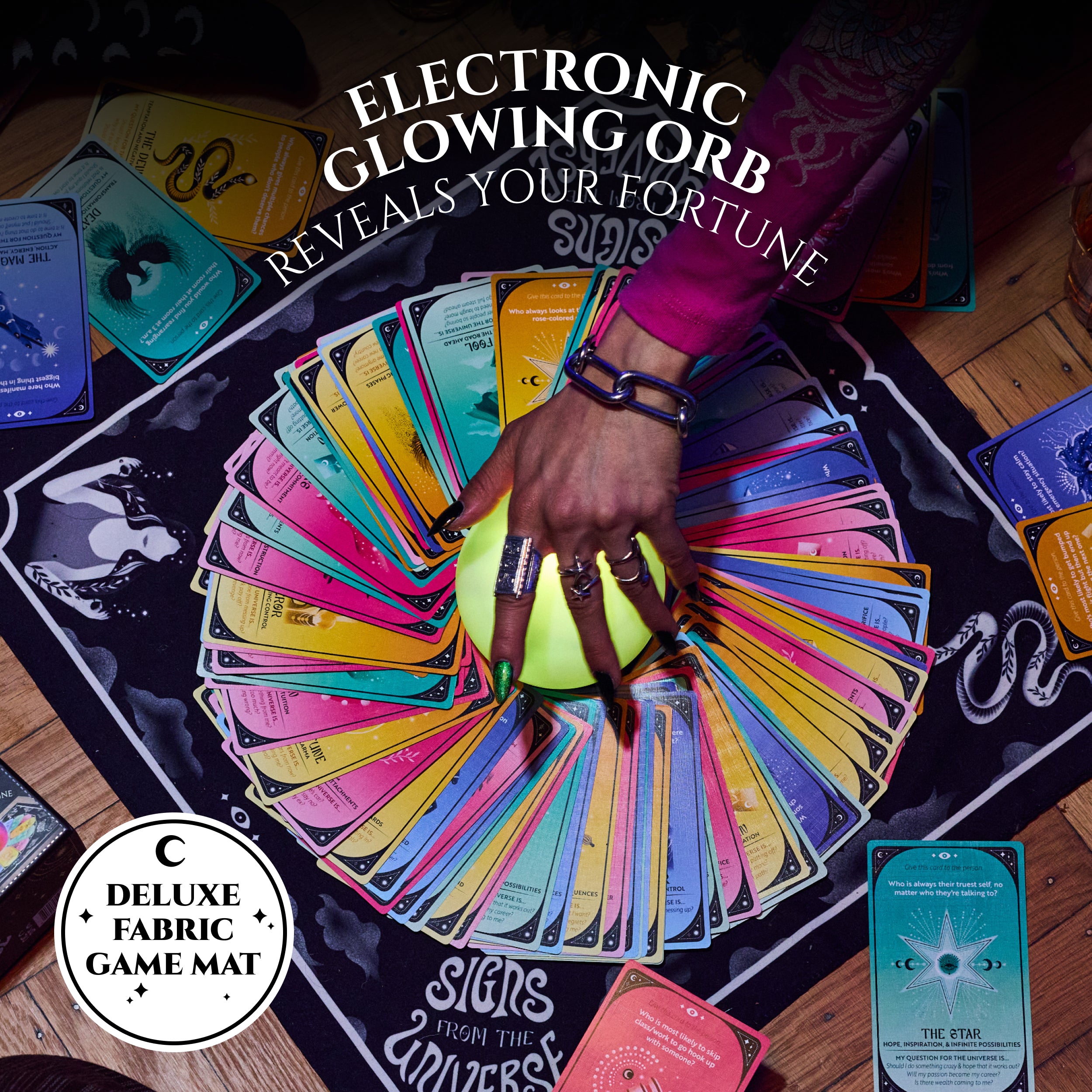 Signs From The Universe - Party Game with Tarot Cards and Glowing Orb for Girls Night