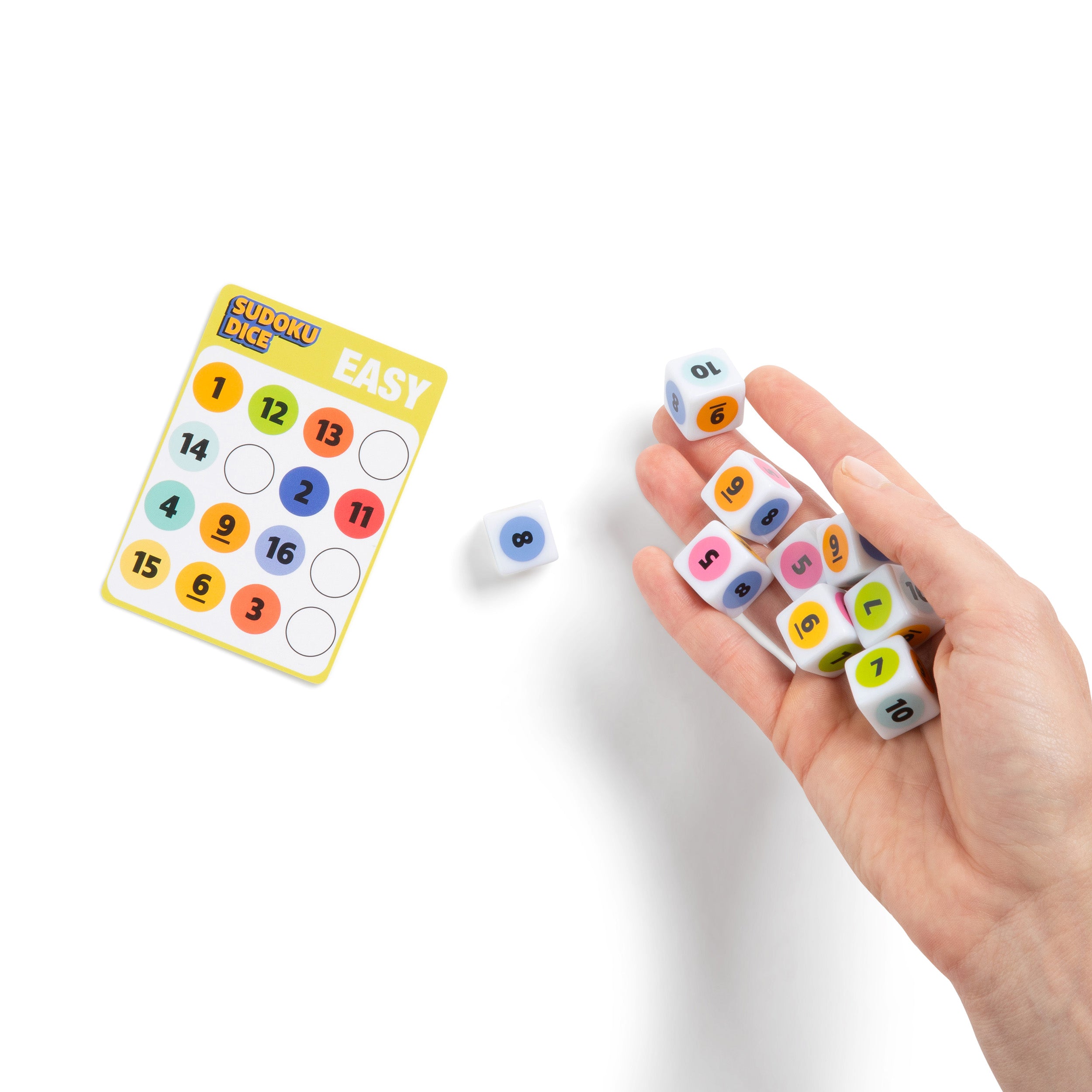 Sudoku Dice by Relatable - Brain Teaser Puzzles - Roll the dice - 1 Tin, 9 Dice, 10 Cards