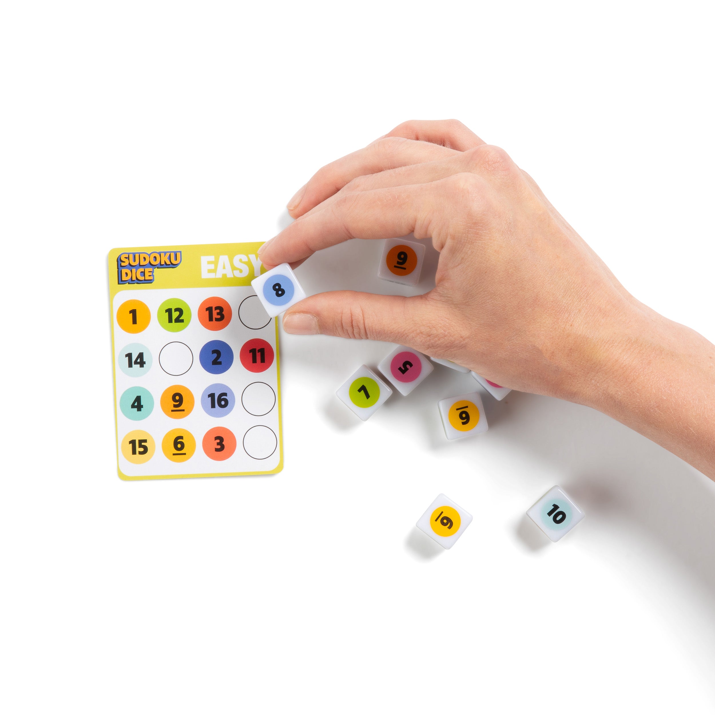 Sudoku Dice by Relatable - Brain Teaser Puzzles - Roll the dice - 1 Tin, 9 Dice, 10 Cards