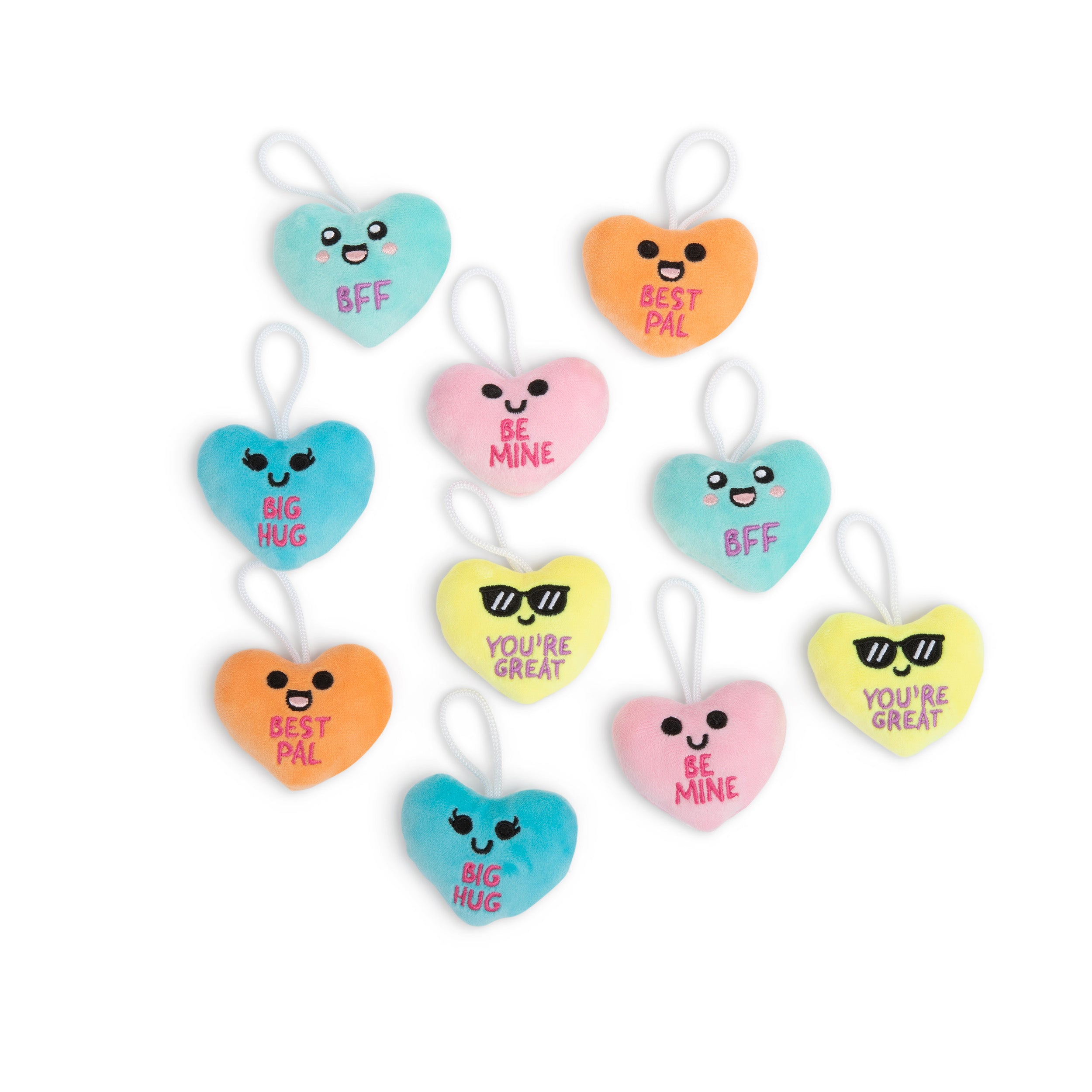 Emotional Support V-Day Heart Cards™ by Relatable – Mini Plush Valentines with Cards, Valentine’s Gifts for Kids, Friends, Coworkers, or Girlfriend – 10 Plushies + 10 Cards