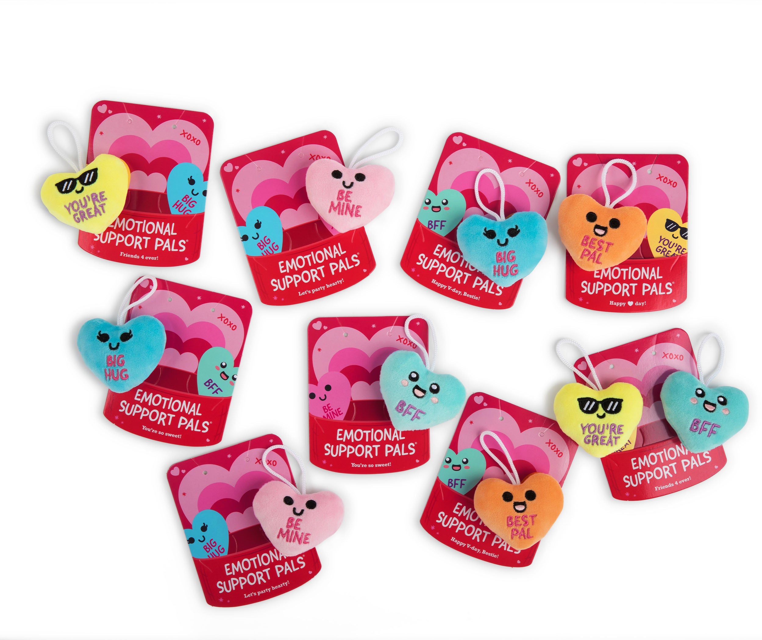 Emotional Support V-Day Heart Cards™ by Relatable – Mini Plush Valentines with Cards, Valentine’s Gifts for Kids, Friends, Coworkers, or Girlfriend – 10 Plushies + 10 Cards