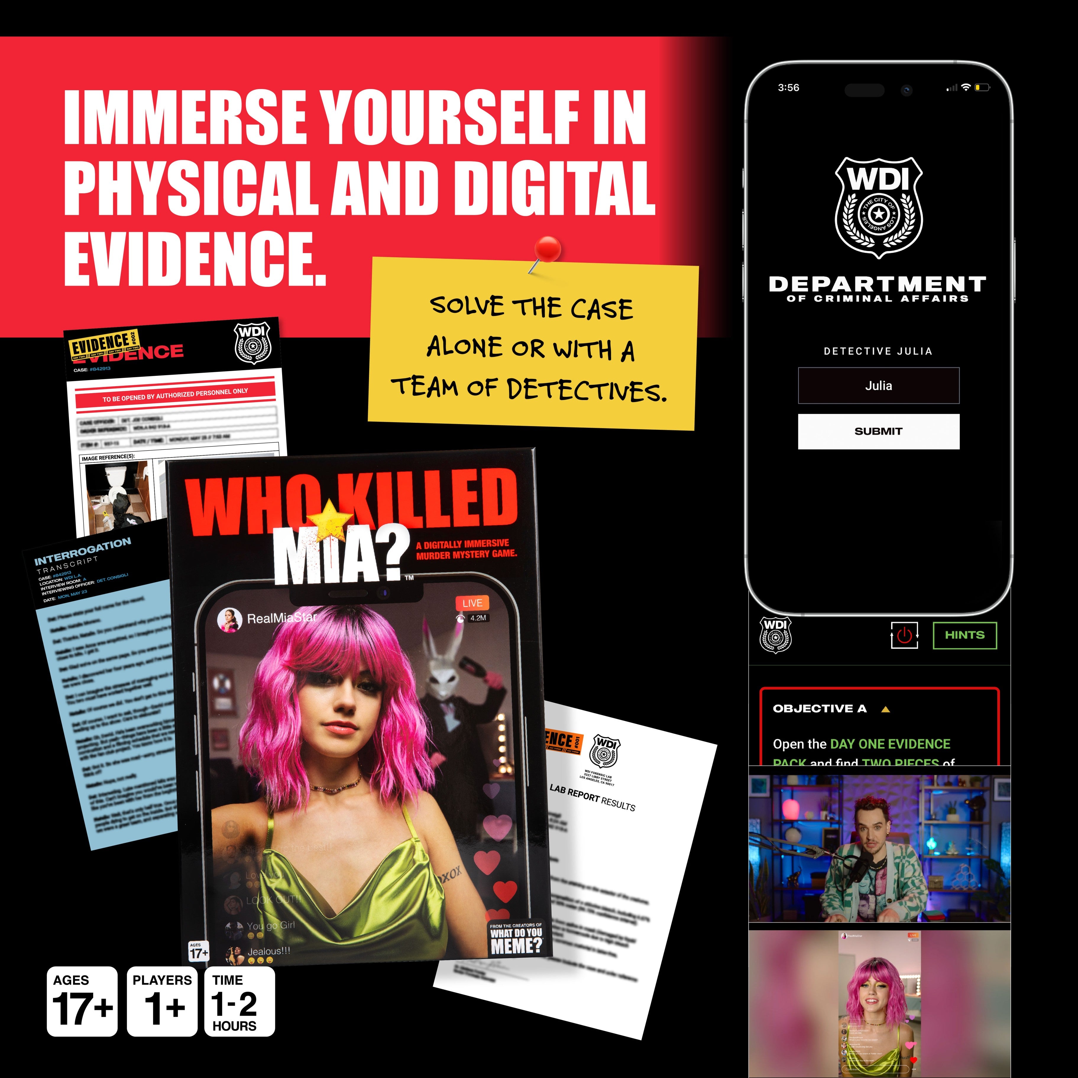Who Killed Mia? A Digitally Immersive Modern Murder Mystery Game - Find Influencer Mia Star's Murderer