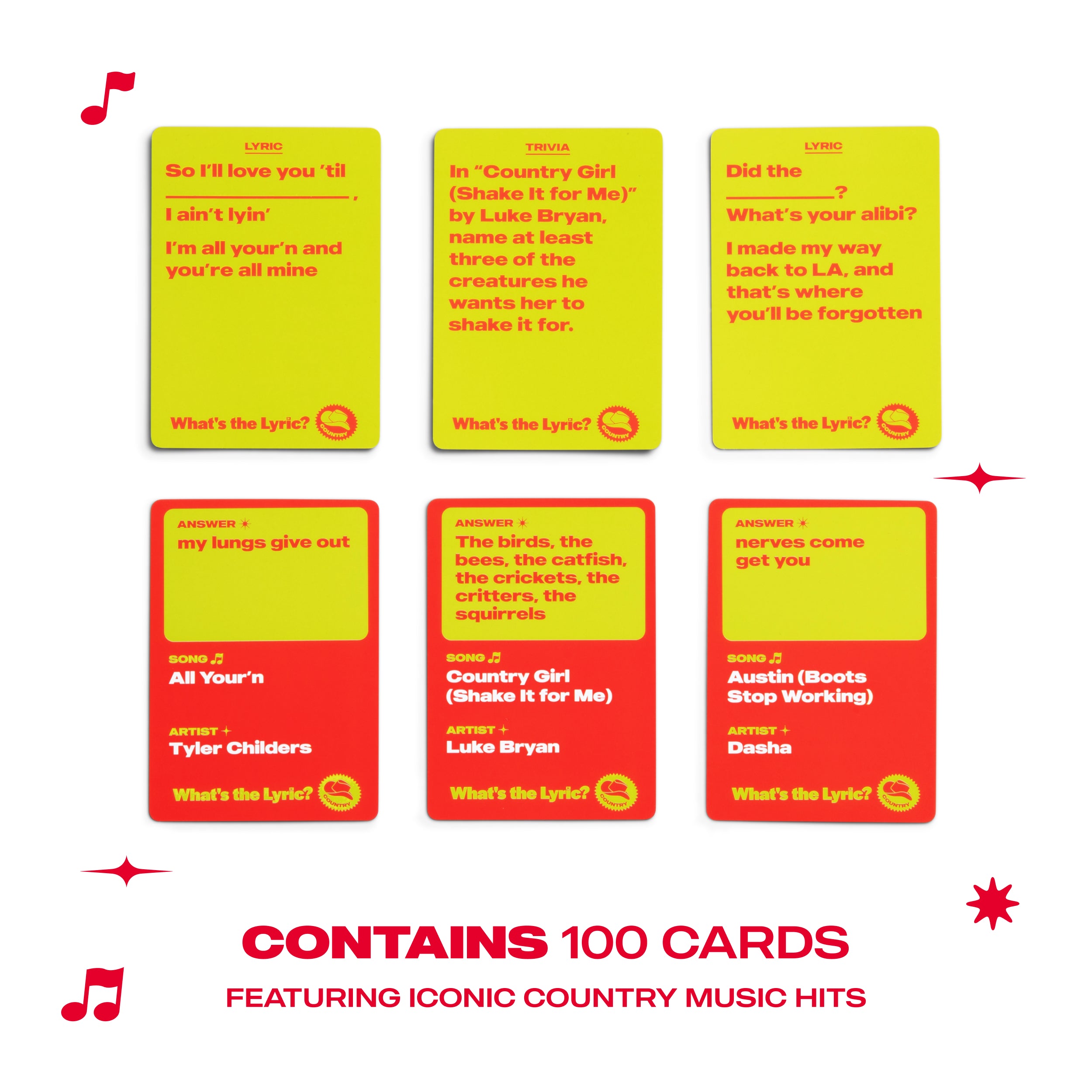 What's The Lyric Country by Relatable - A Country Music Trivia Game and Finish the Lyric Card Game Featuring Classic Country Songs – Includes 100 Cards.