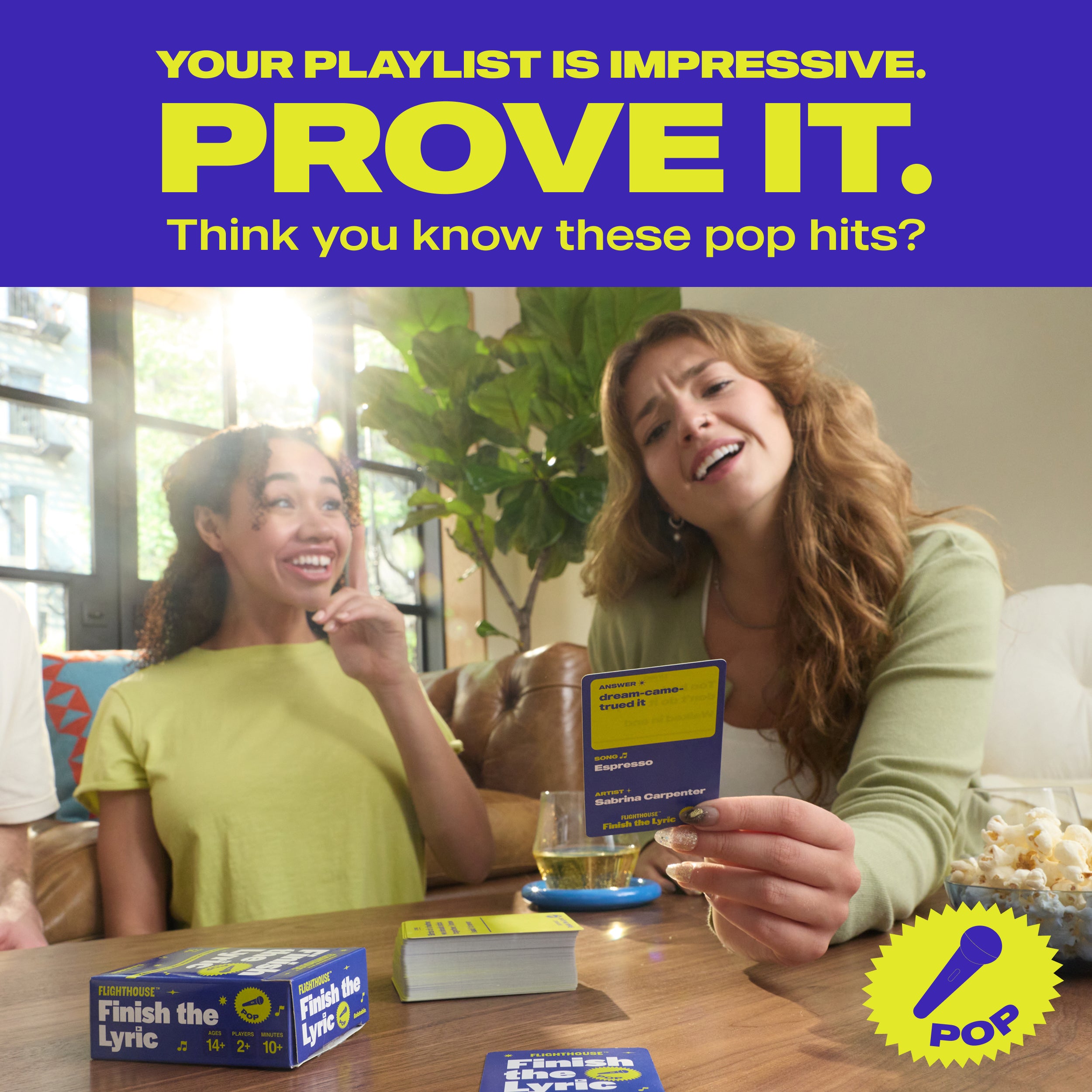 What's The Lyric Pop by Relatable - A Music Trivia Game and Finish the Lyric Card Game Featuring All Of The Top Hits – Includes 100 Cards.