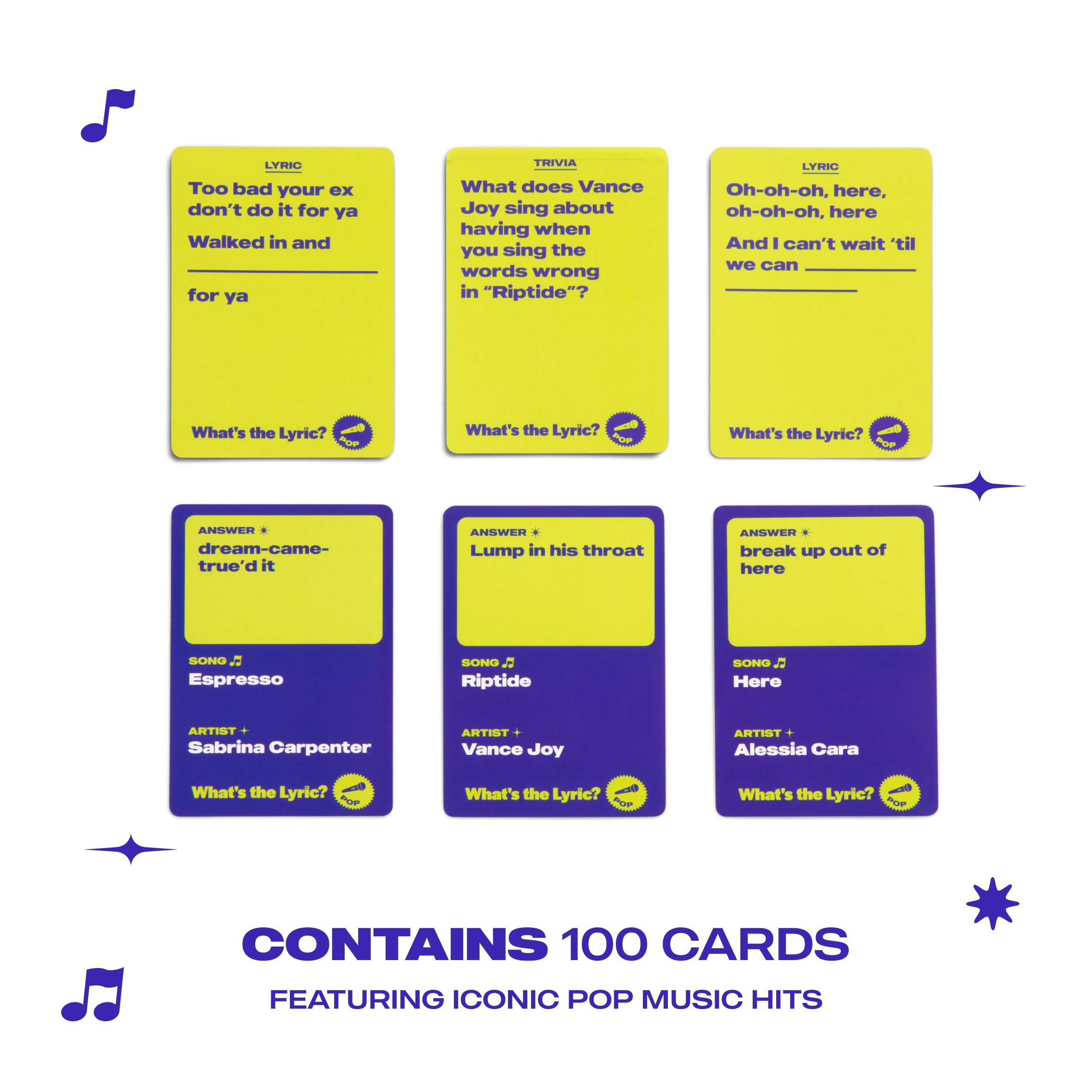 What's The Lyric Pop by Relatable - A Music Trivia Game and Finish the Lyric Card Game Featuring All Of The Top Hits – Includes 100 Cards.