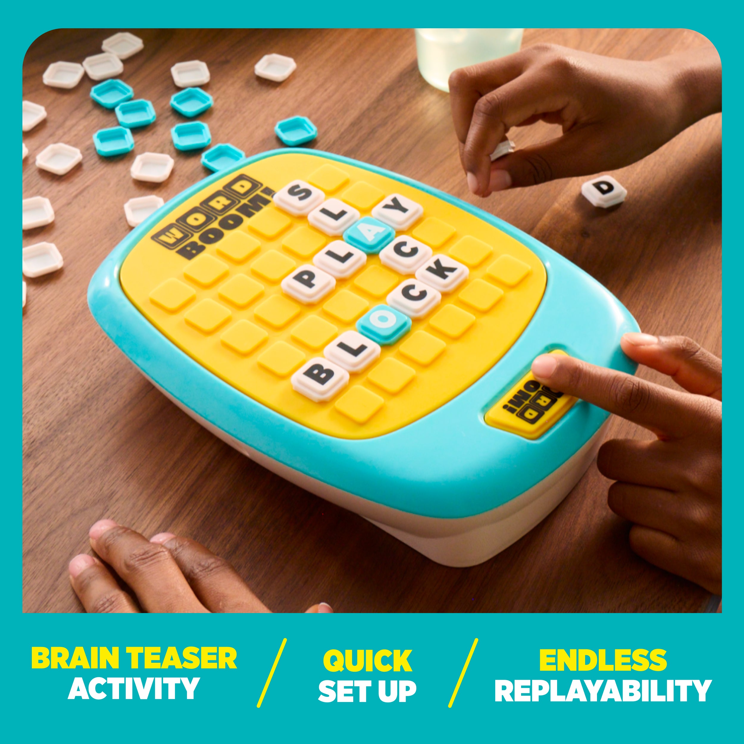 Word Boom by Relatable - Build Crosswords Before the Board Pops. A Fun Pick For A Fast Paced Word Game, Family Games and Couples Games – Includes 1 Pop-Up Board and 75 Tiles