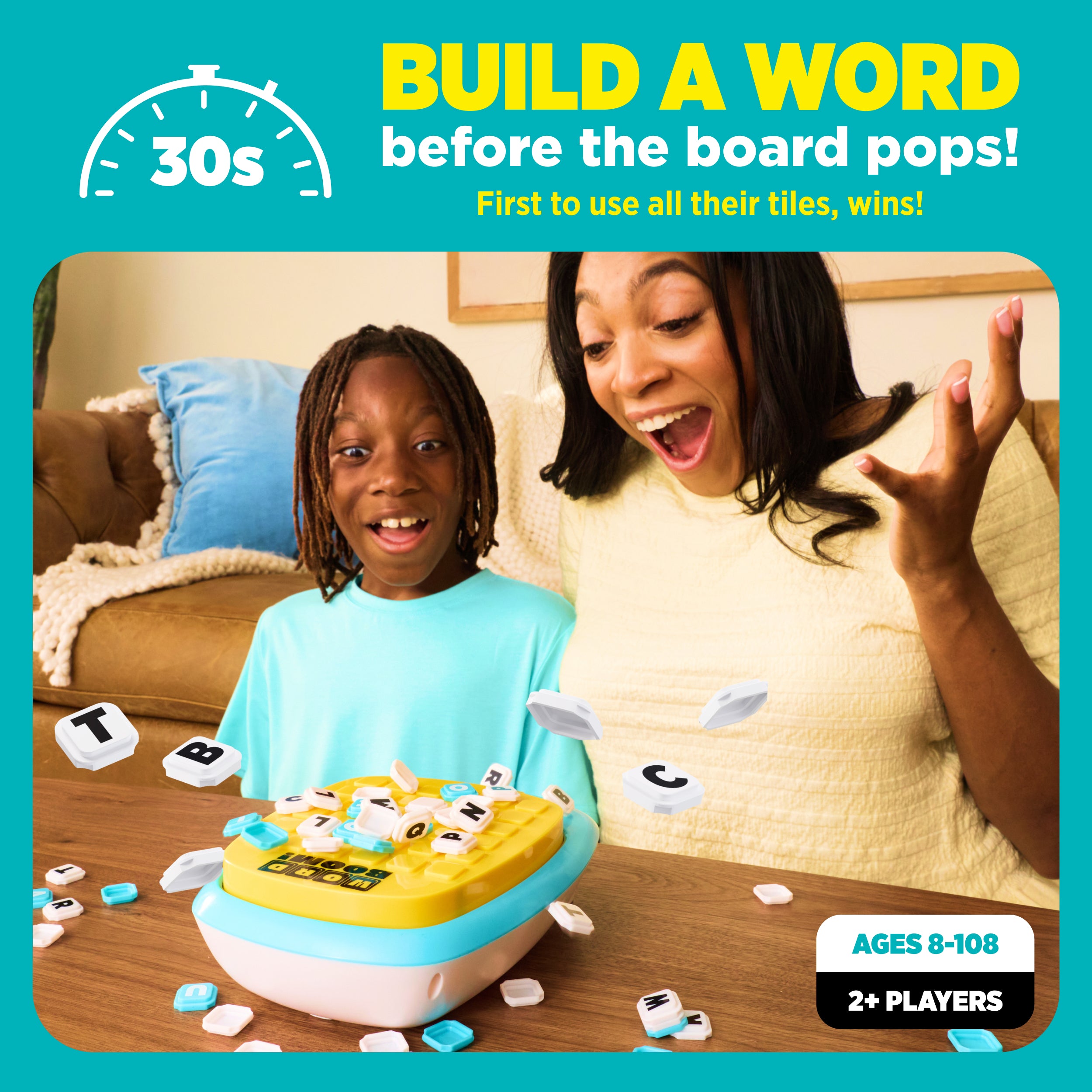 Word Boom by Relatable - Build Crosswords Before the Board Pops. A Fun Pick For A Fast Paced Word Game, Family Games and Couples Games – Includes 1 Pop-Up Board and 75 Tiles