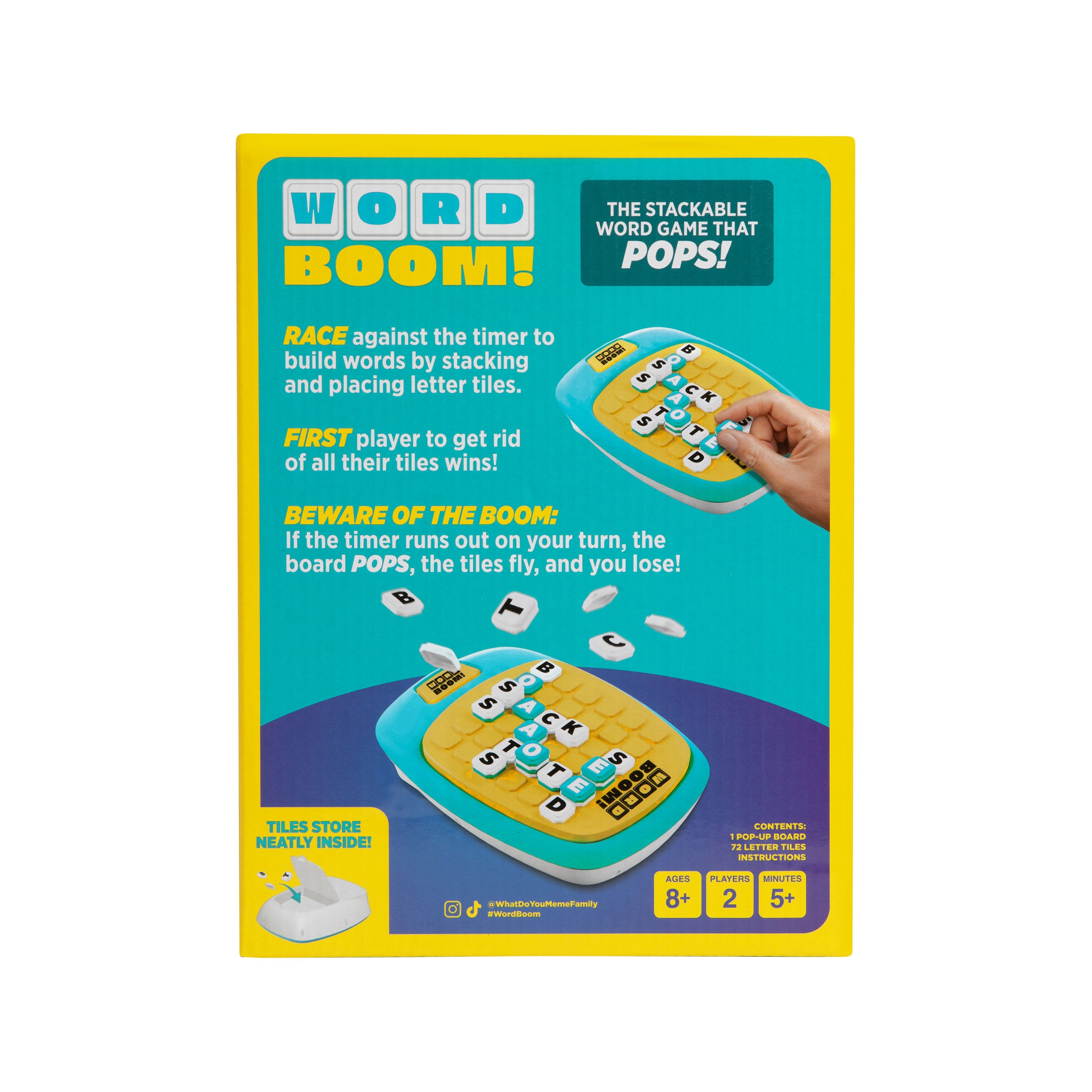 Word Boom by Relatable - Build Crosswords Before the Board Pops. A Fun Pick For A Fast Paced Word Game, Family Games and Couples Games – Includes 1 Pop-Up Board and 75 Tiles