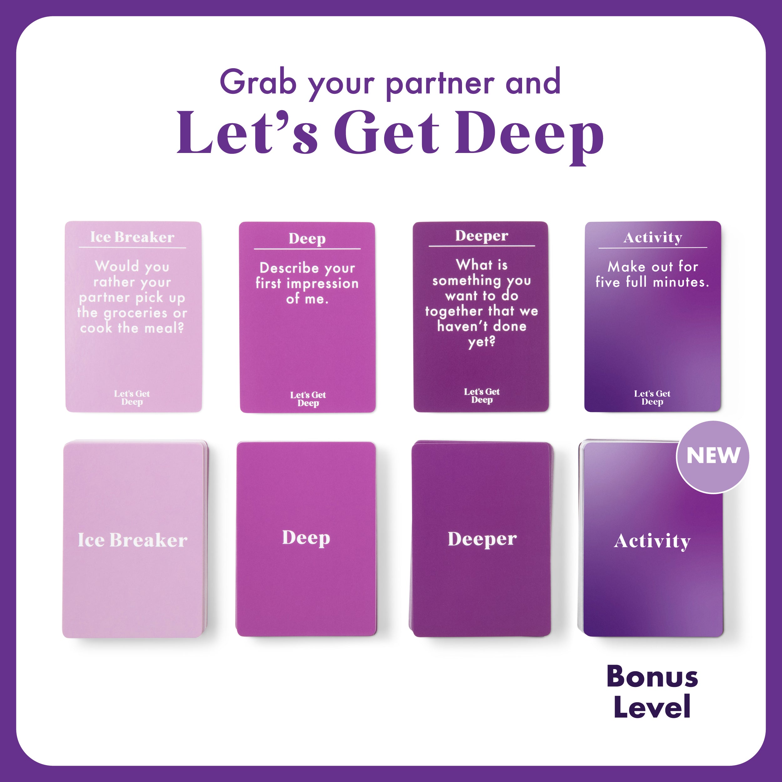 Let's Get Deep - Questions for Couples Intimate Date Night Card Game